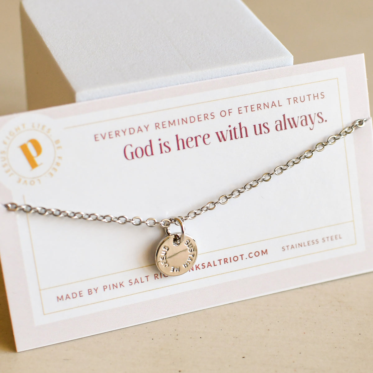 Sustain Me Jesus Silver Necklace-Pink Salt Riot