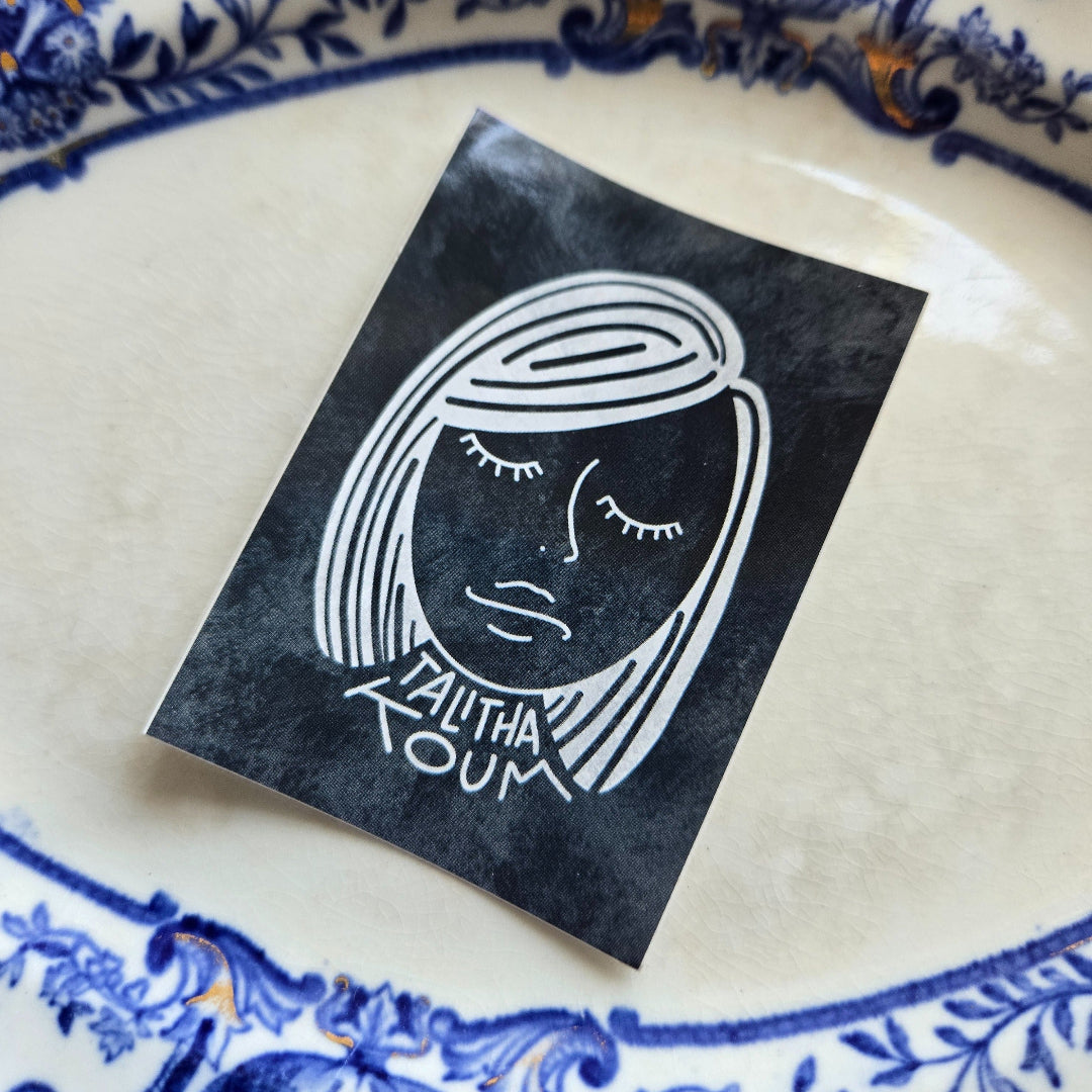 Talitha Koum Vinyl Sticker-Pink Salt Riot on plate