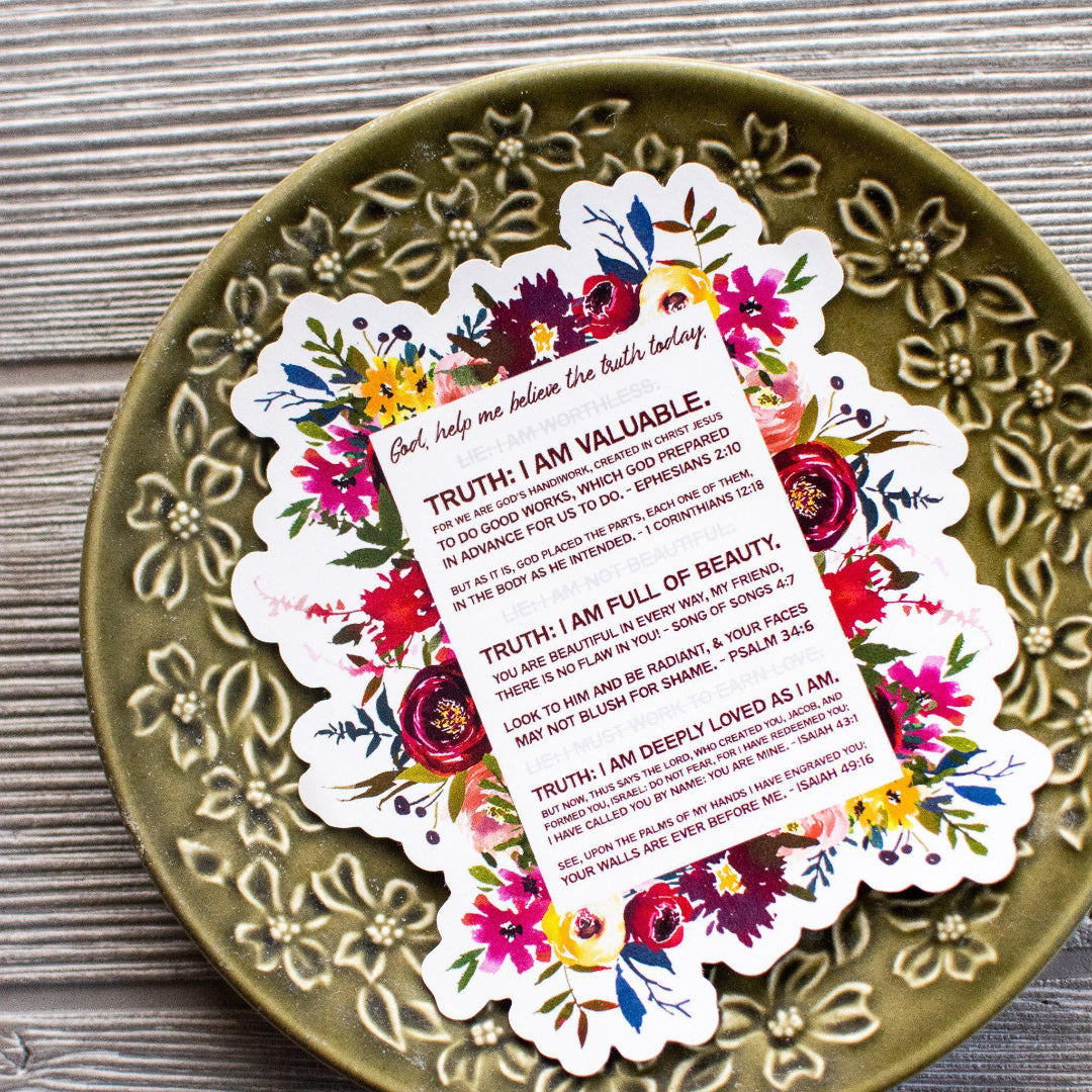 Biblical Affirmations Mirror Cling-Pink Salt Riot