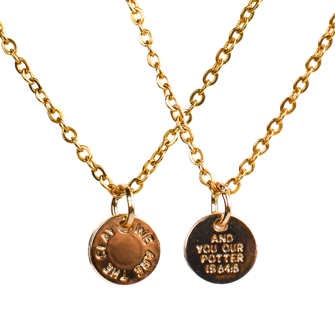 We are the Clay Gold Coin Necklace-Pink Salt Riot