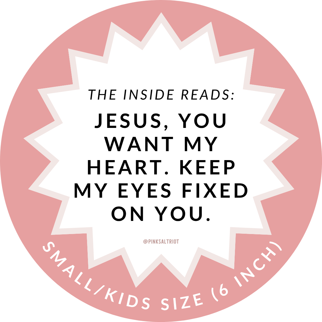 Pink Salt Riot Christian girls bracelet with inside message praying to keep eyes fixed on Jesus small kids size