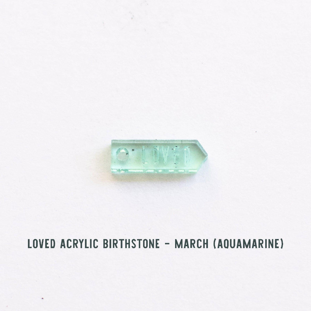 Birthstone Loved Necklace (Add up to 10 birthstones!) - Pink Salt Riot March aquamarine