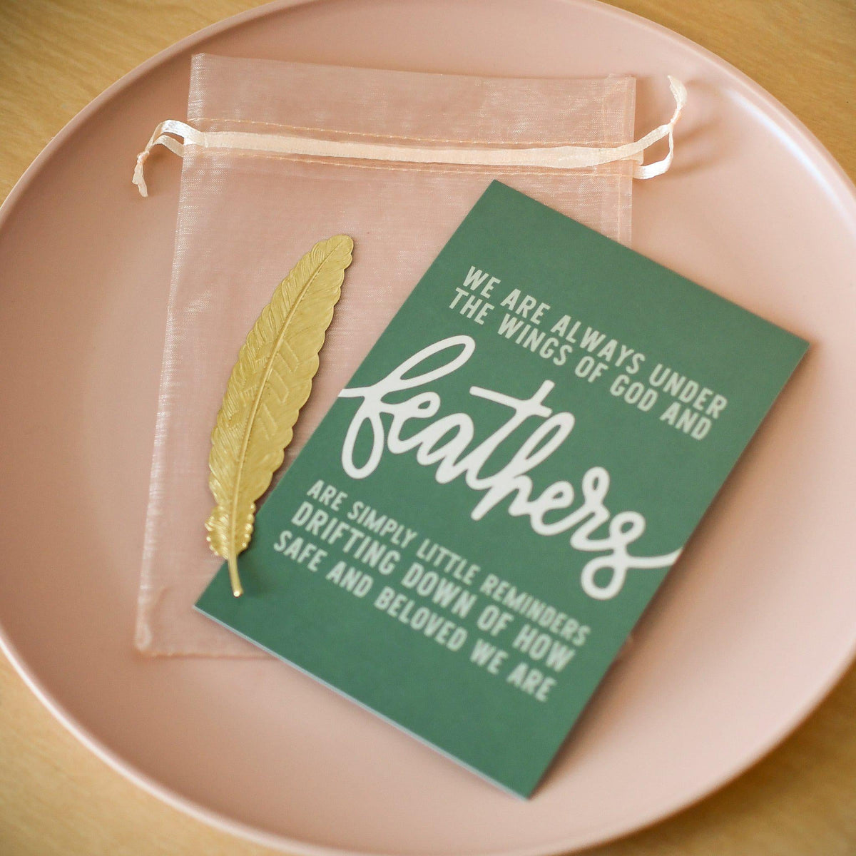Brass Feather Bookmark - Pink Salt Riot