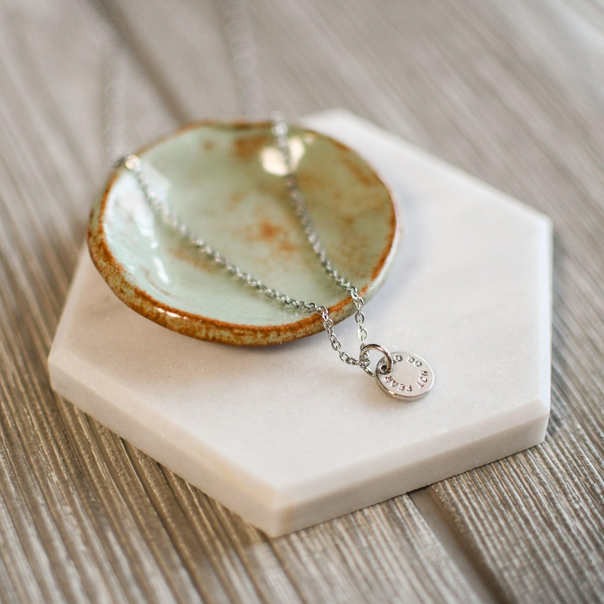 Do Not Fear Silver Coin Necklace - Pink Salt Riot