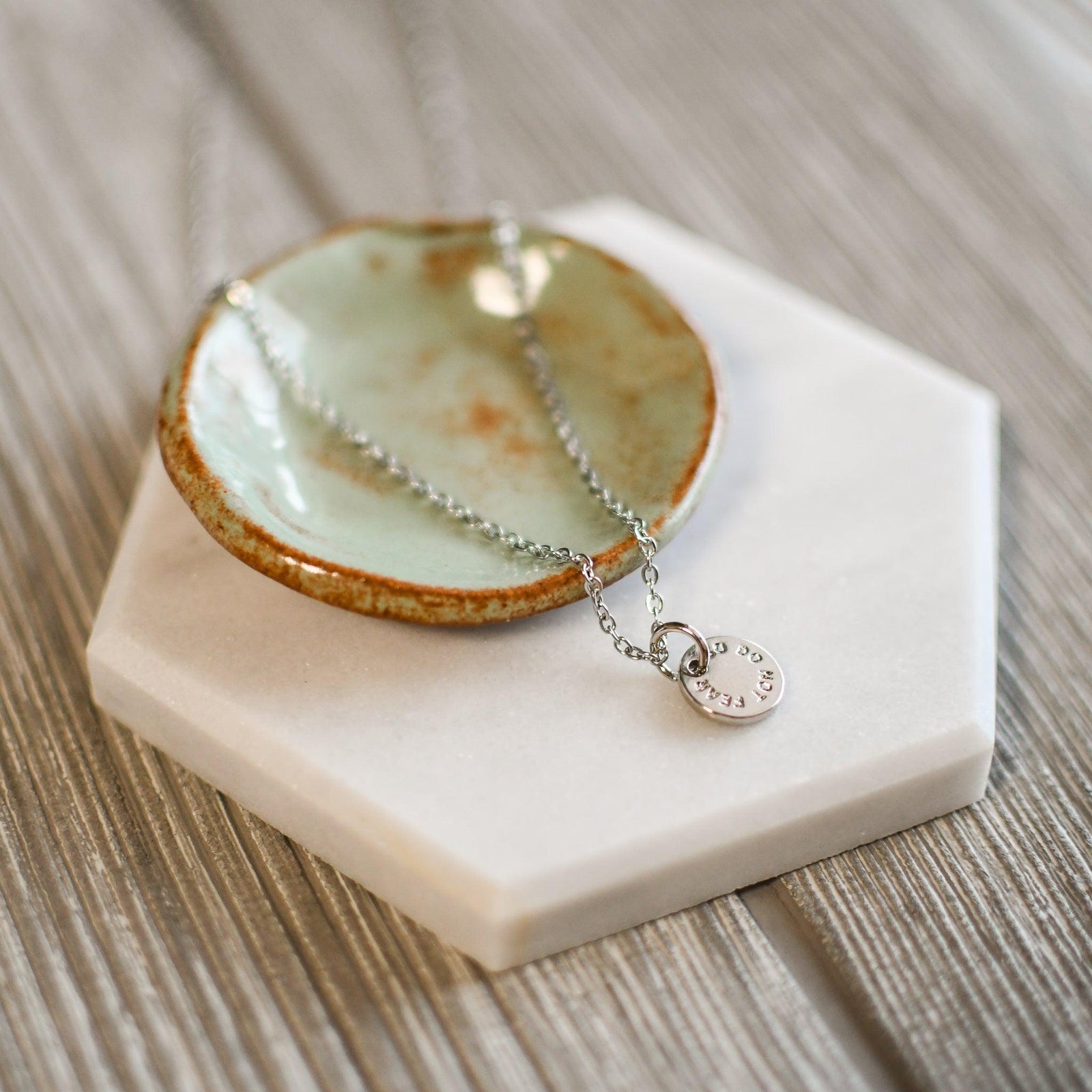 Do Not Fear Silver Coin Necklace - Pink Salt Riot