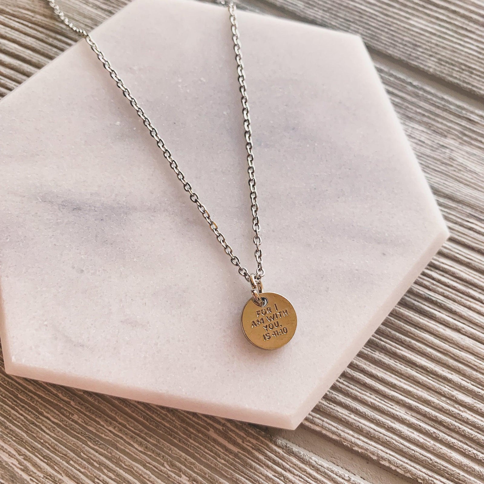 Do Not Fear Silver Coin Necklace - Pink Salt Riot