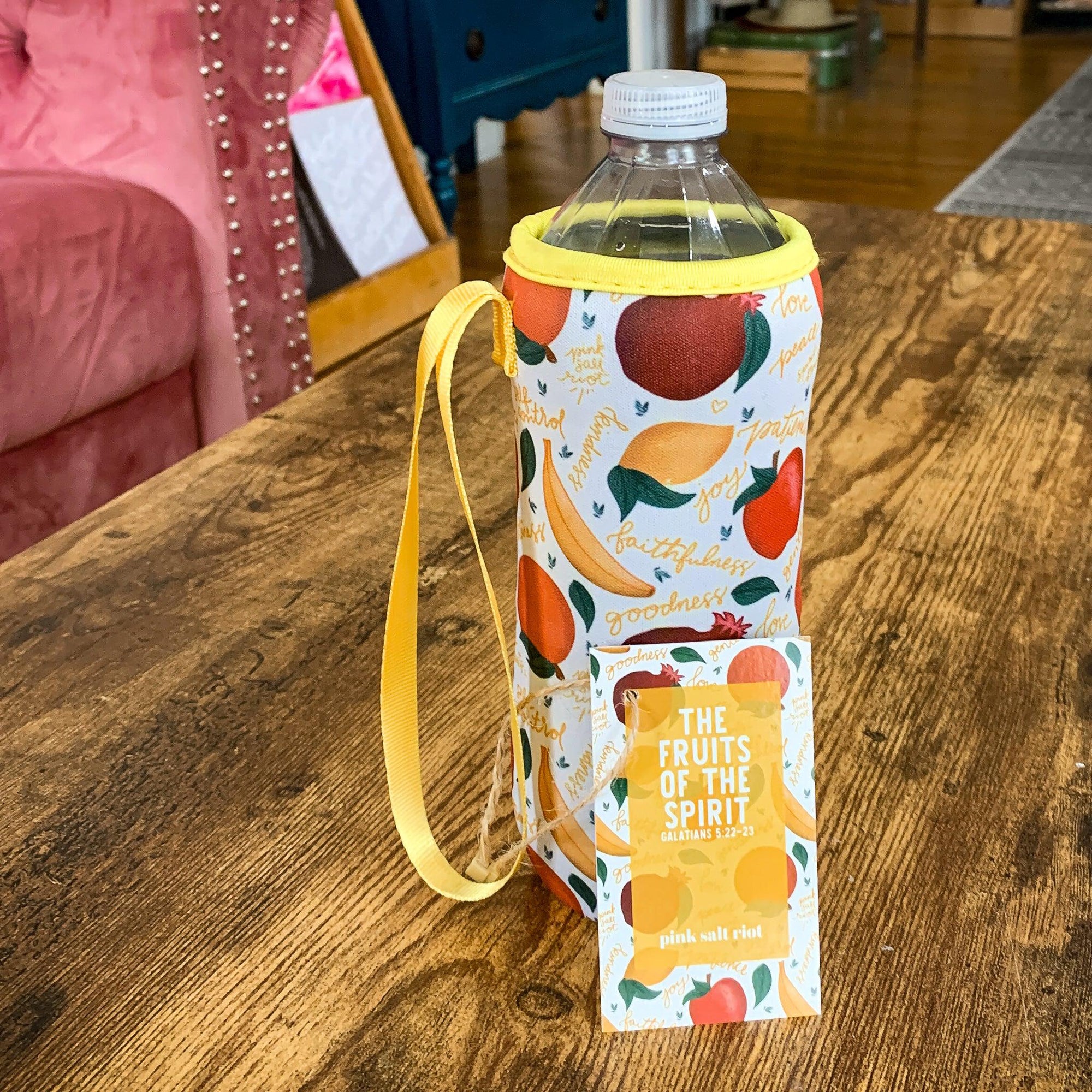 DOLLAR DAYS! Fruits of the Spirit Water Bottle Holder with Wristlet - Pink Salt Riot