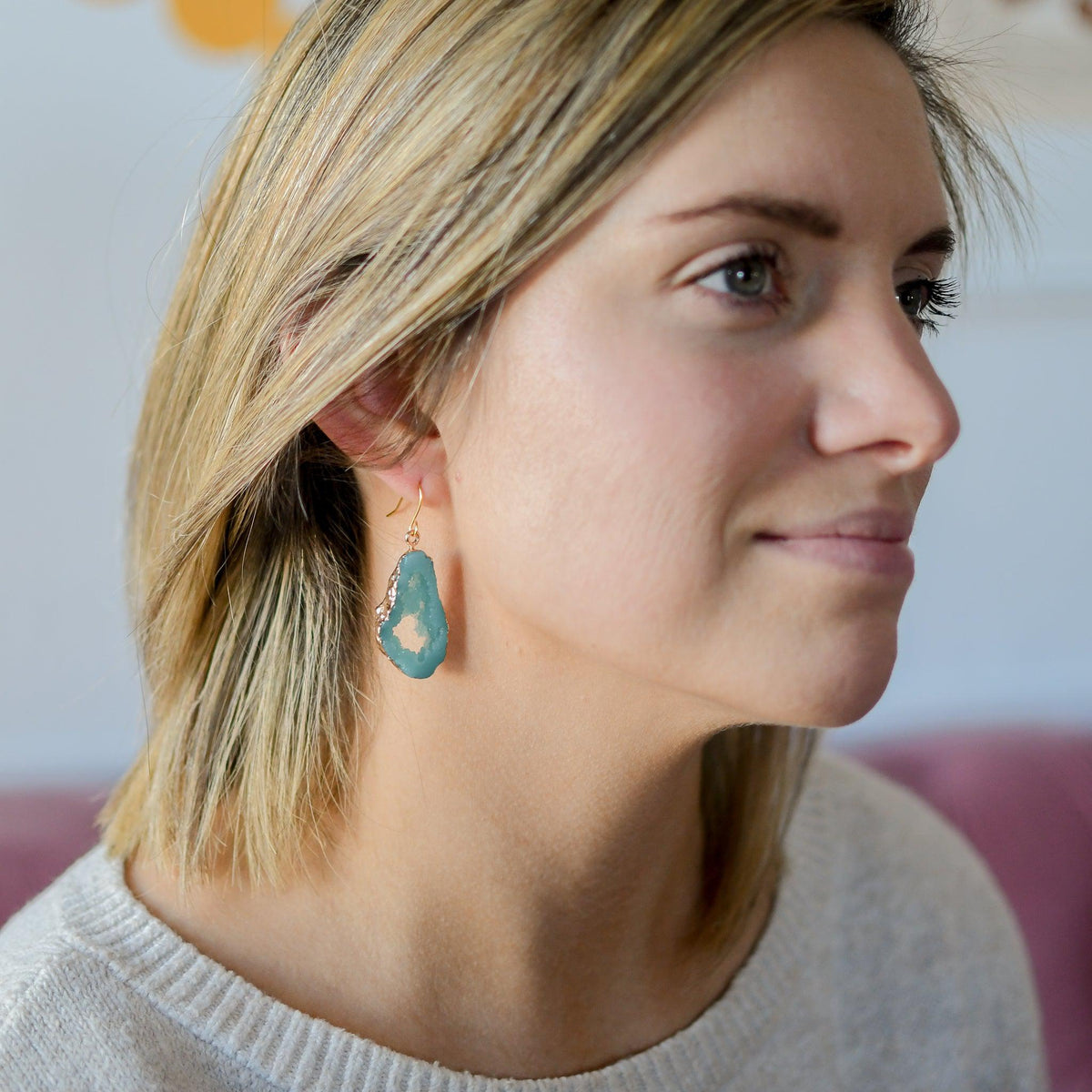 DOLLAR DAYS! Hidden Sparkle Faux Druzy Earrings - Pink Salt Riot