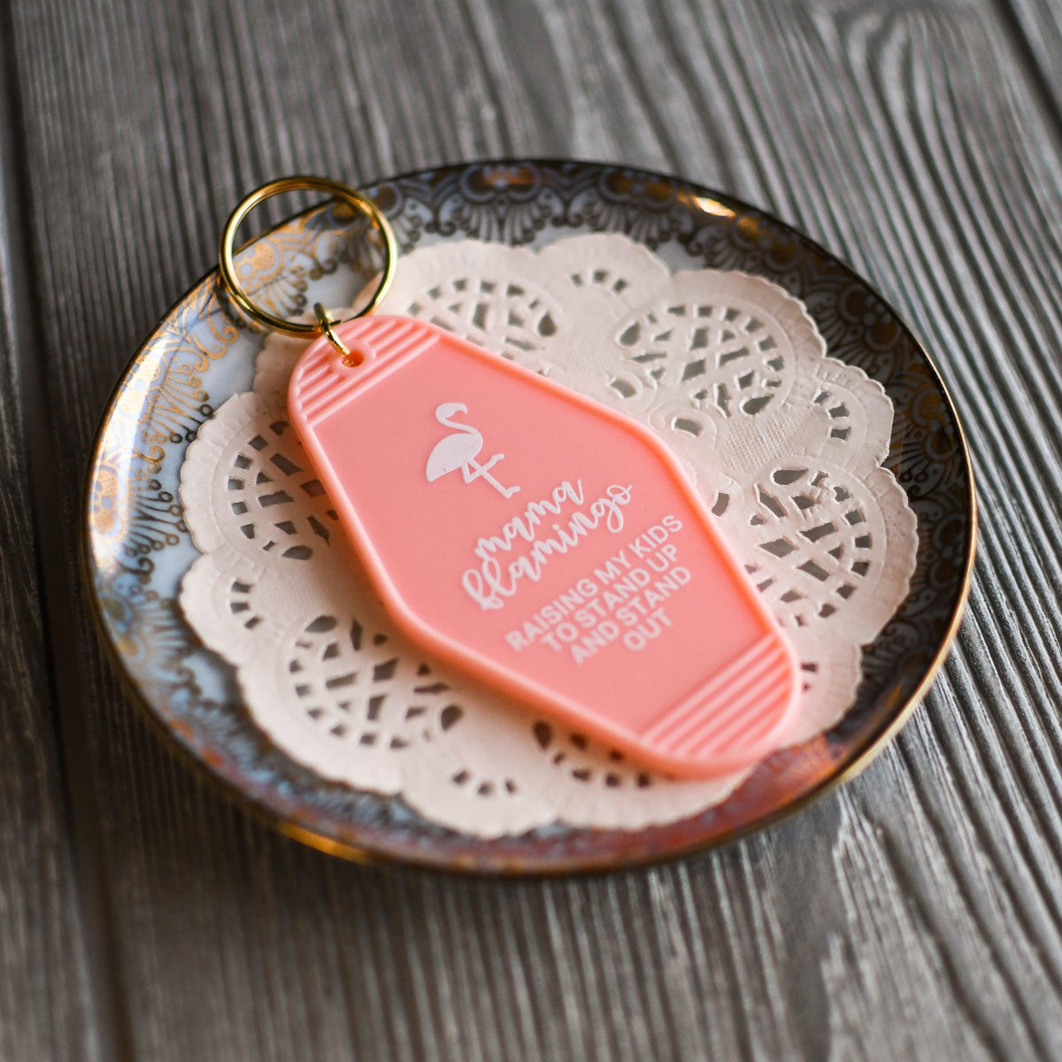 DOLLAR DAYS! Mama Flamingo Retro Keychain - Pink Salt Riot