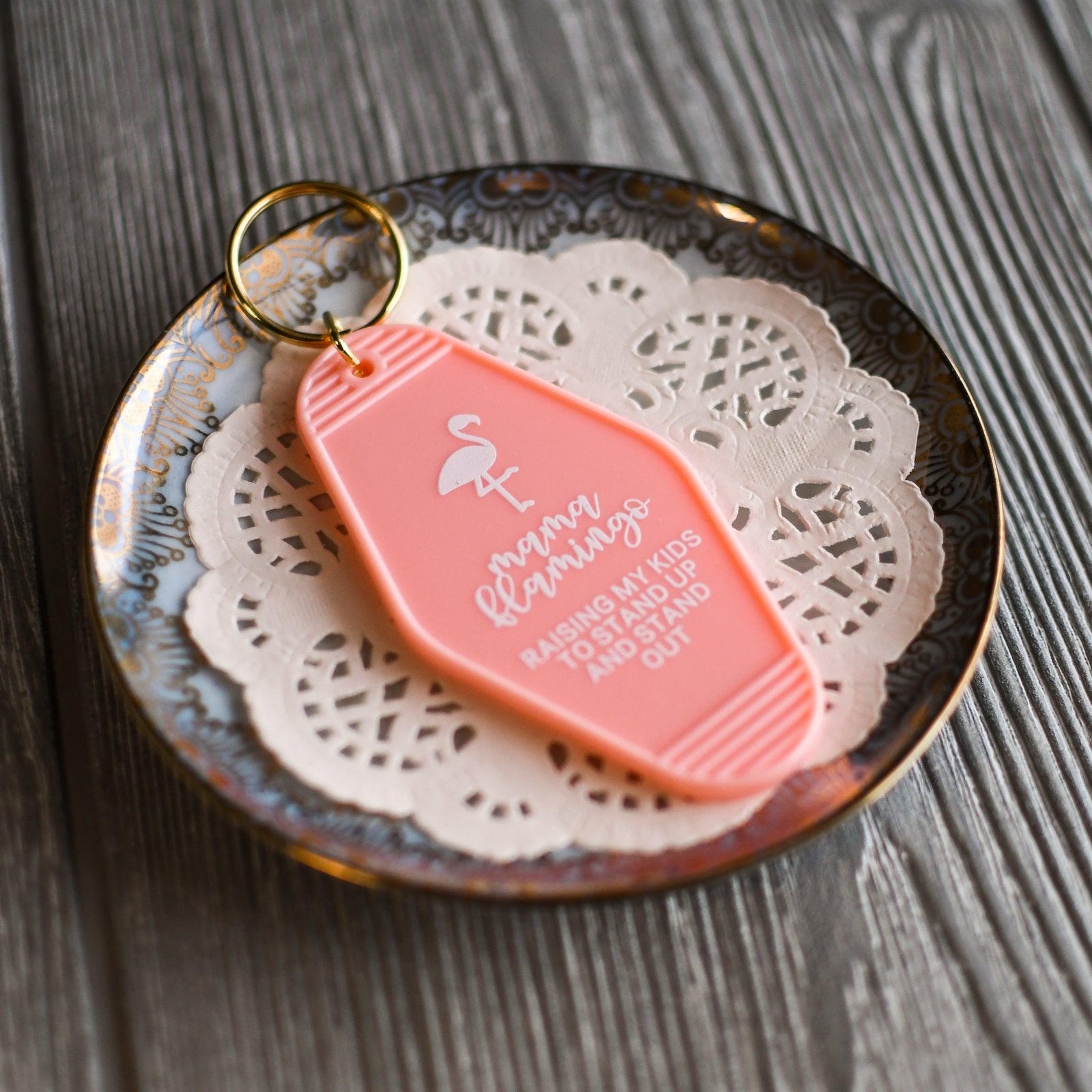 DOLLAR DAYS! Mama Flamingo Retro Keychain - Pink Salt Riot