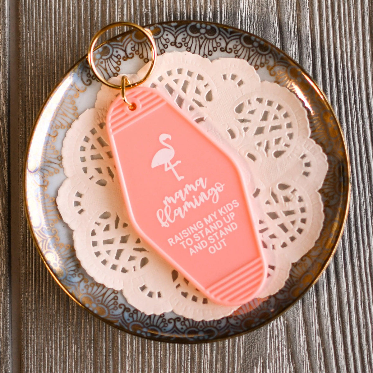 DOLLAR DAYS! Mama Flamingo Retro Keychain - Pink Salt Riot