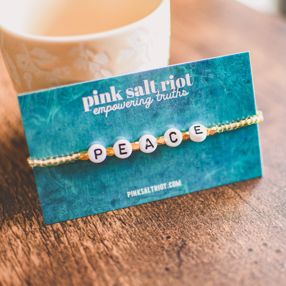 DOLLAR DAYS! Peace Gold Word Bracelet - Pink Salt Riot