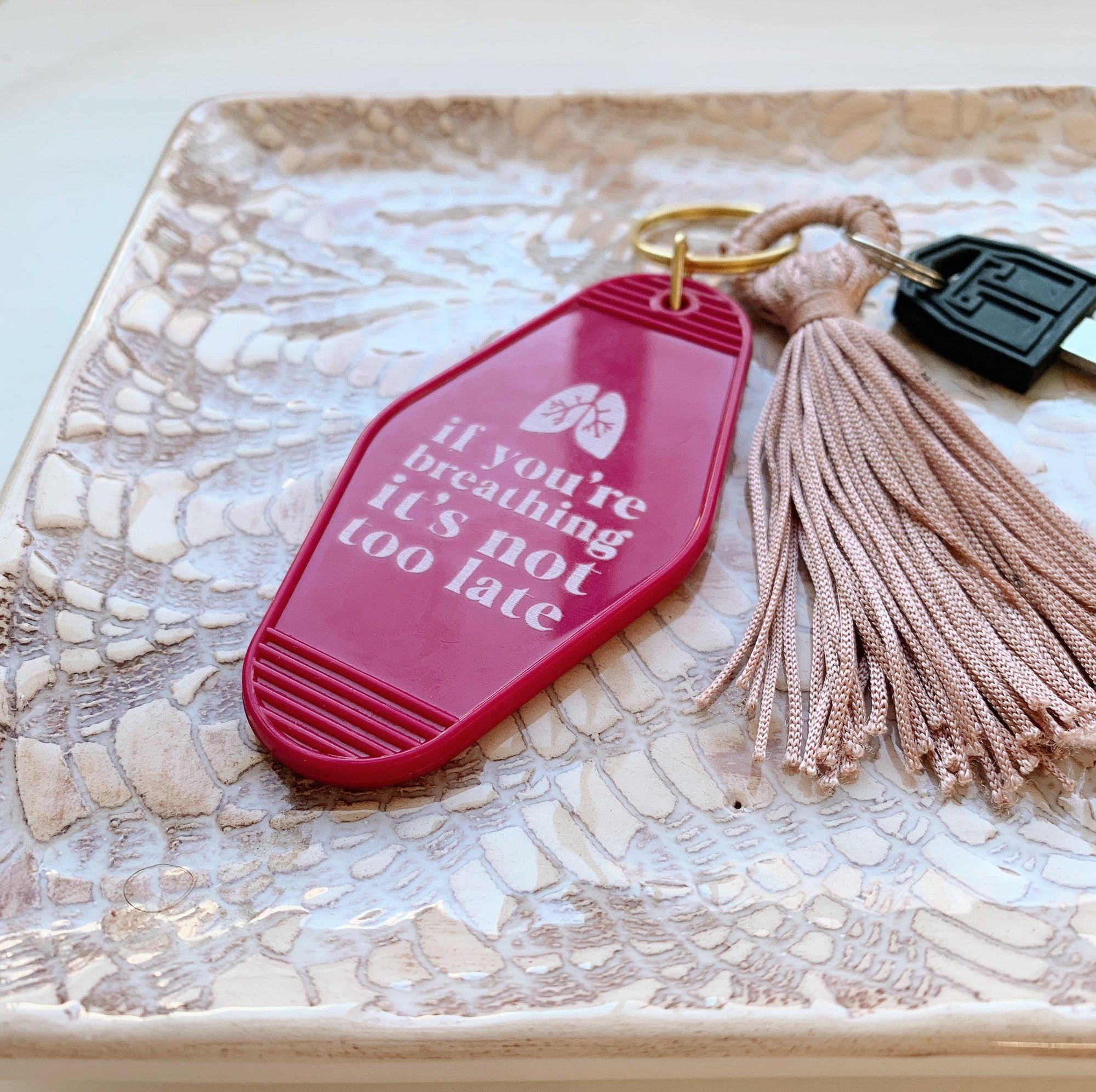 DOLLAR DAYS! Retro Hotel Keychain - Still Breathing - Pink Salt Riot