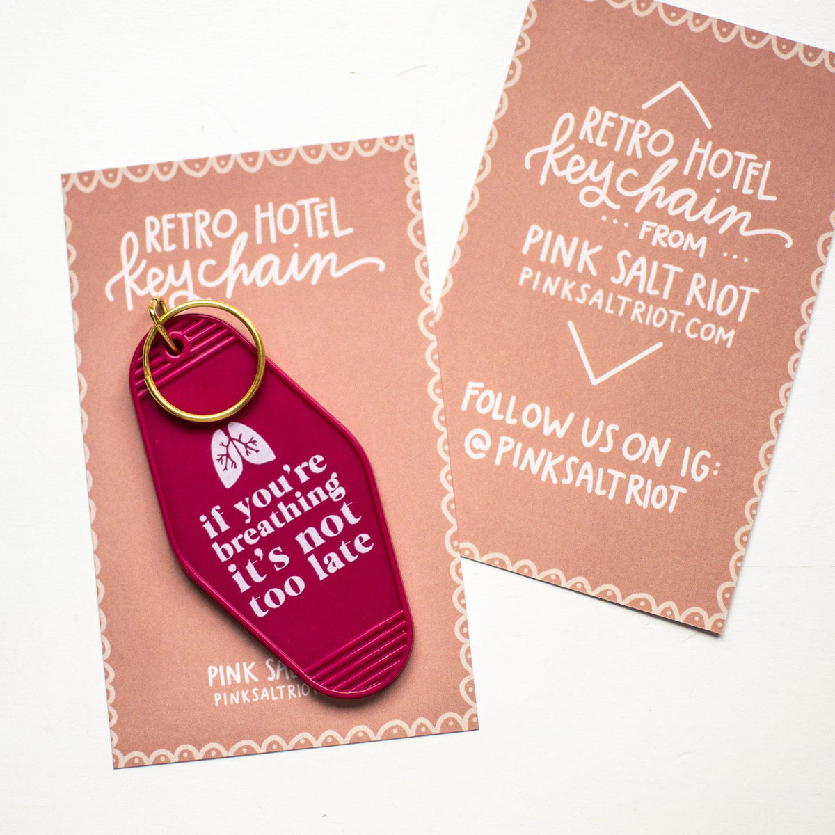 DOLLAR DAYS! Retro Hotel Keychain - Still Breathing - Pink Salt Riot