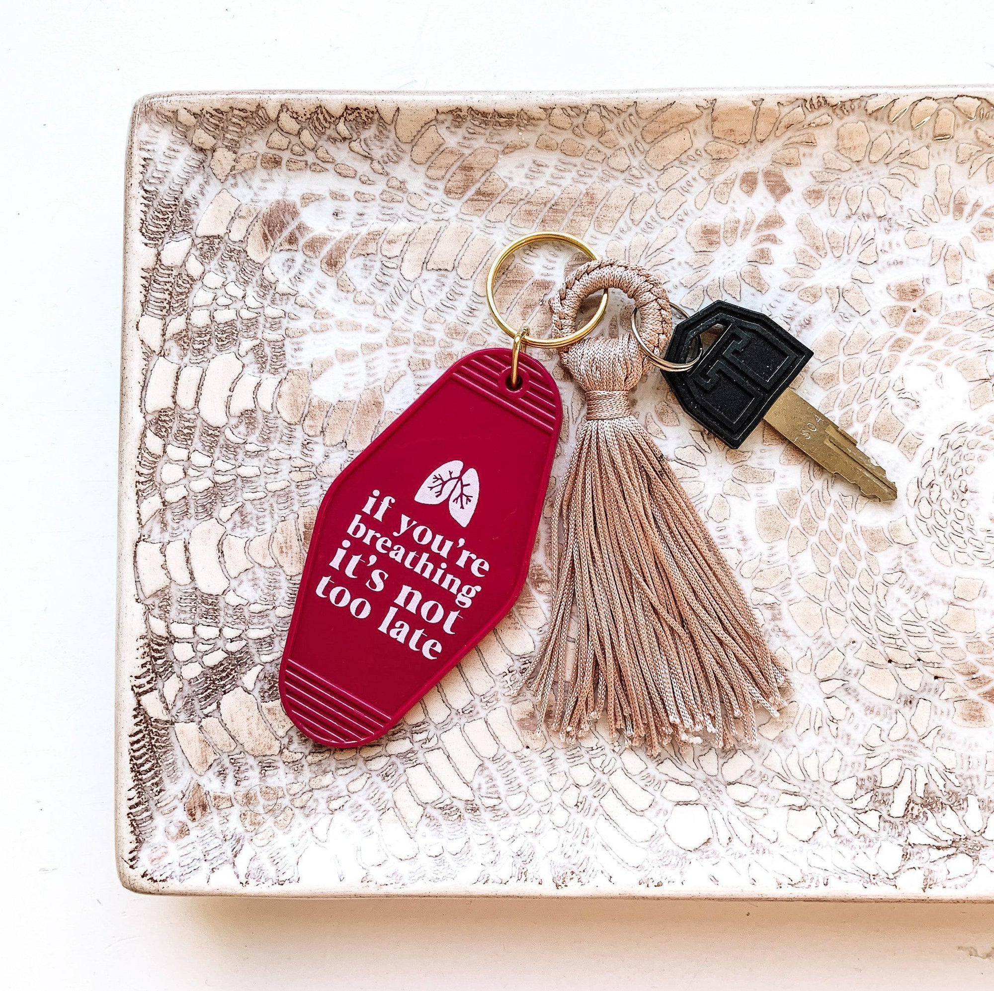 DOLLAR DAYS! Retro Hotel Keychain - Still Breathing - Pink Salt Riot