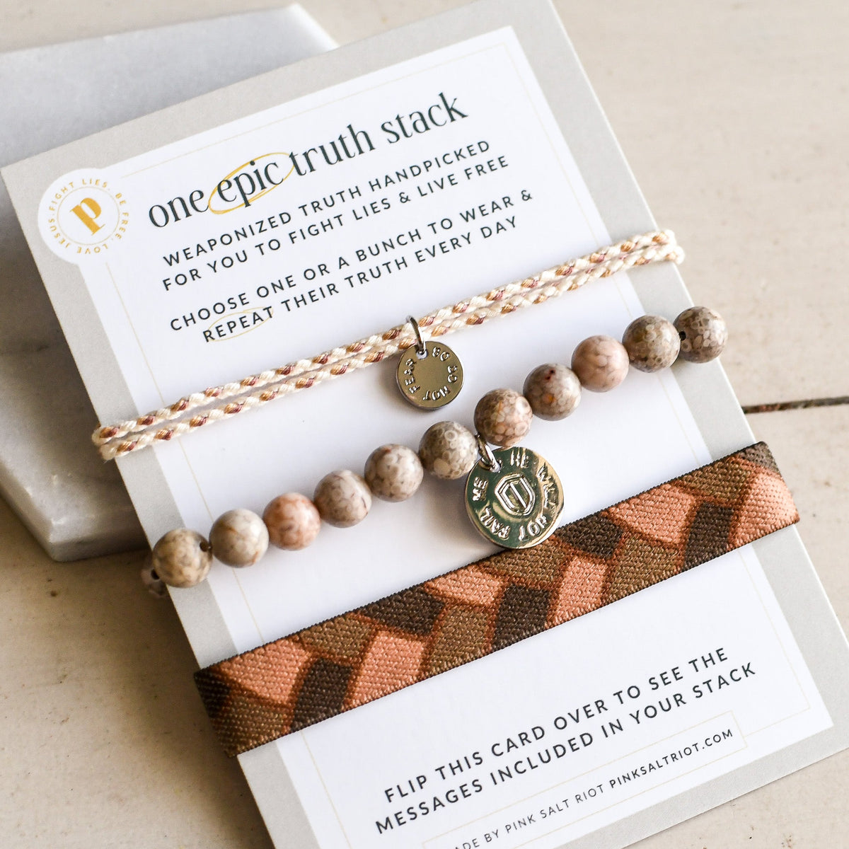 Earthy Stack - No Fear, God Won't Fail, Be His Hands - Pink Salt Riot