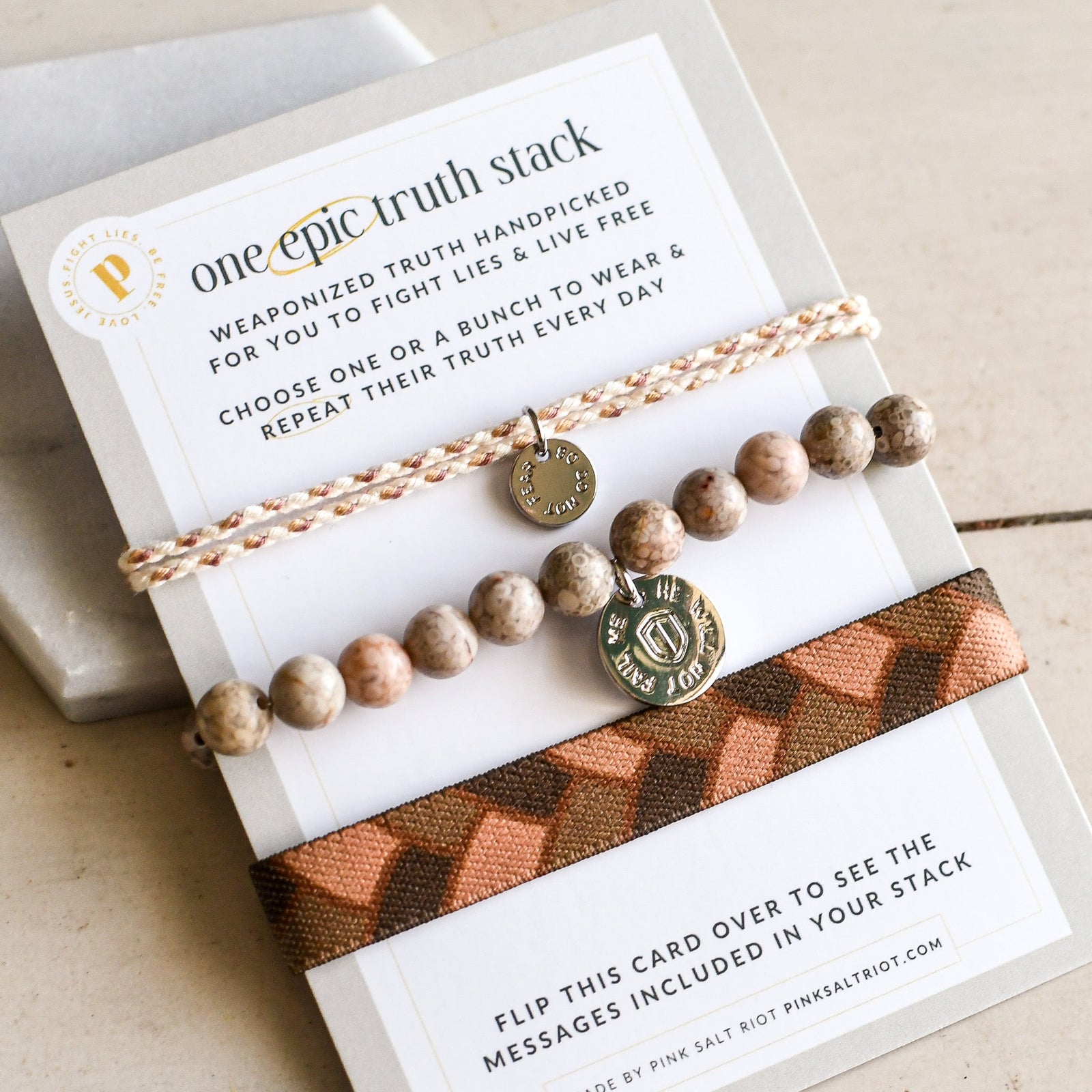 Earthy Stack - No Fear, God Won't Fail, Be His Hands - Pink Salt Riot