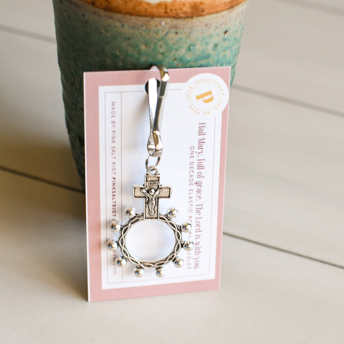 Finger Rosary Zipper Pull - Pink Salt Riot