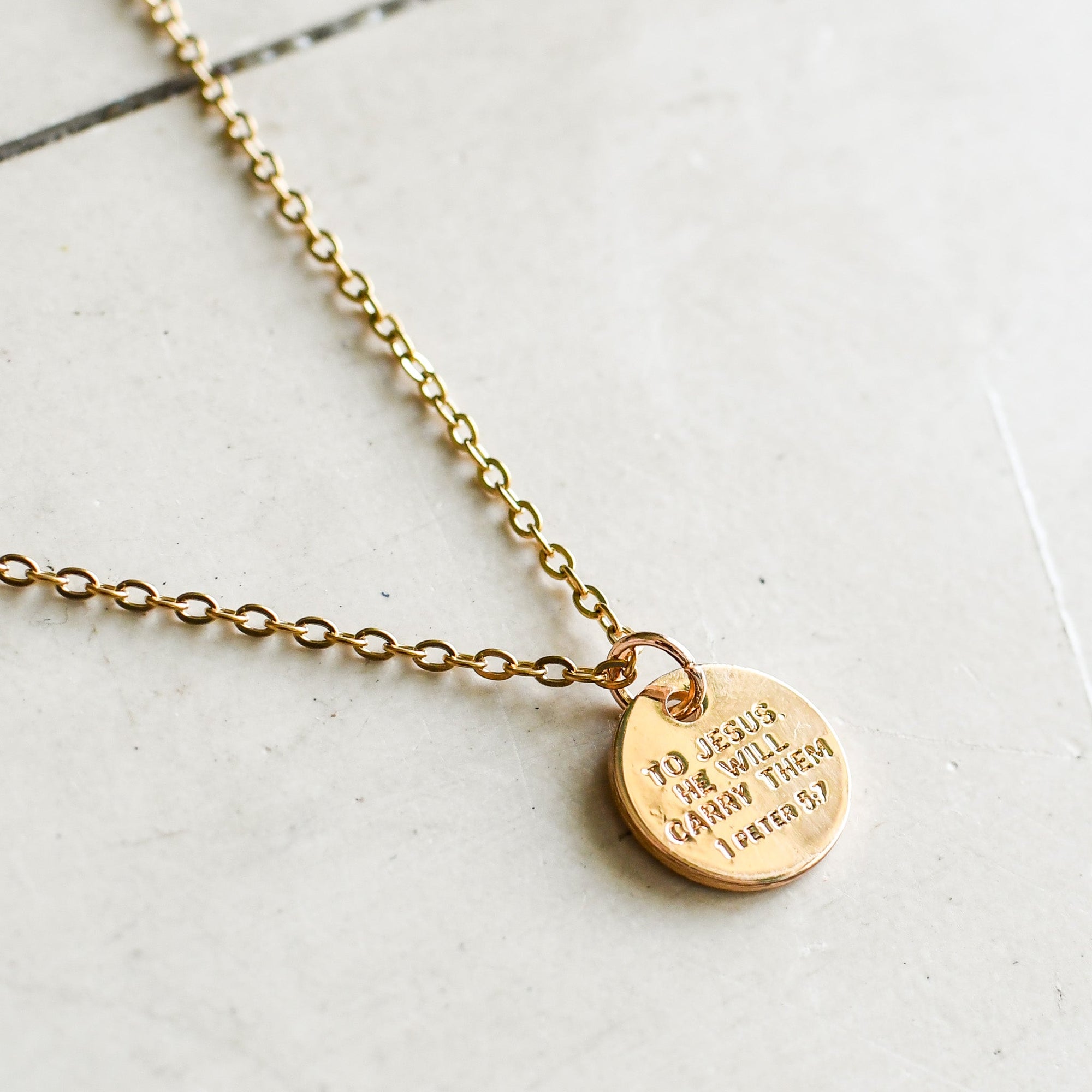 Give Your Worries to Jesus Gold Necklace - Pink Salt Riot