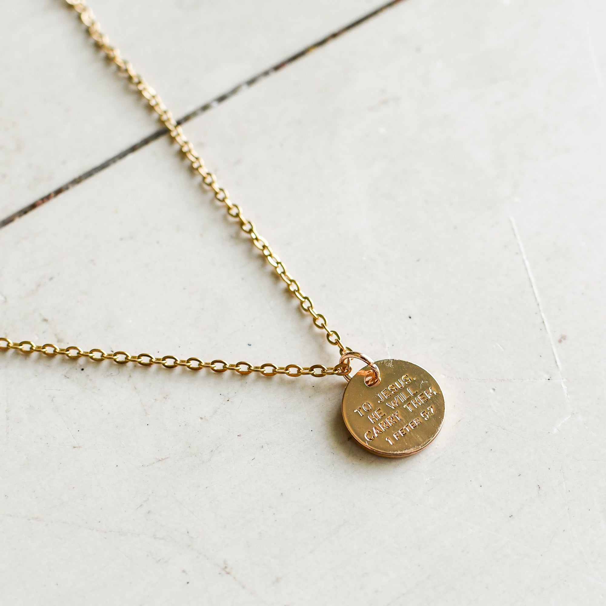 Give Your Worries to Jesus Gold Necklace - Pink Salt Riot