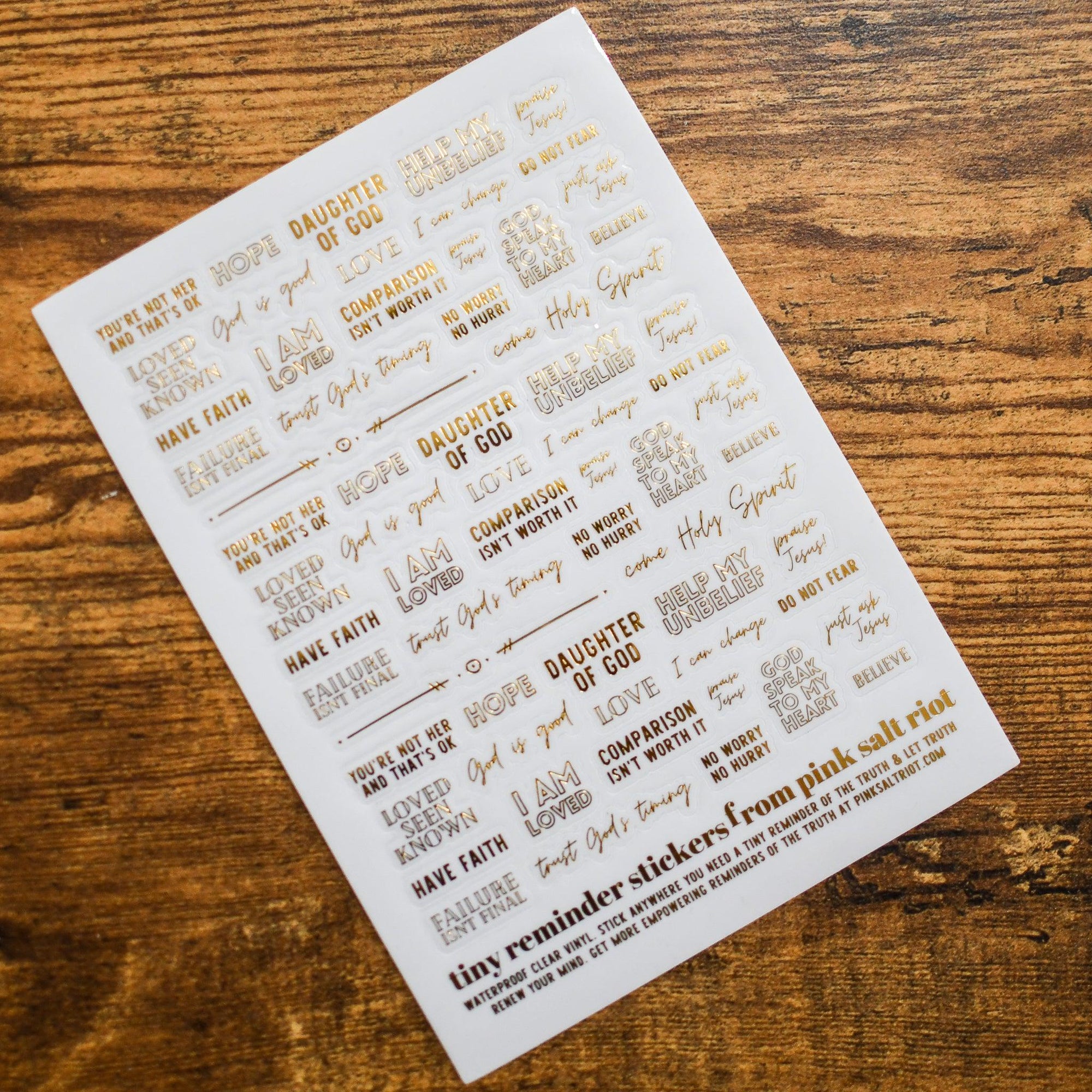 Gold Foil Tiny Reminders Sticker Sheet - Pink Salt Riot