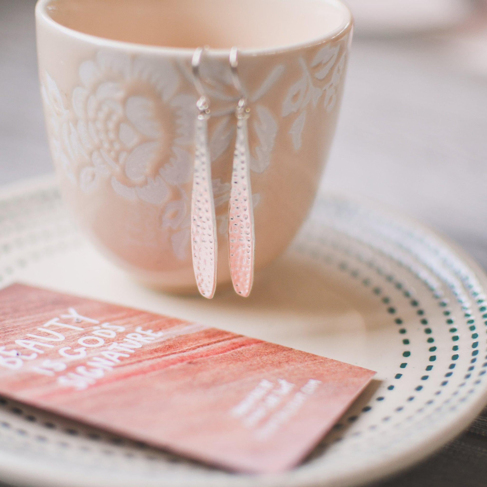 Hammered Beauty Drop Earrings - Pink Salt Riot