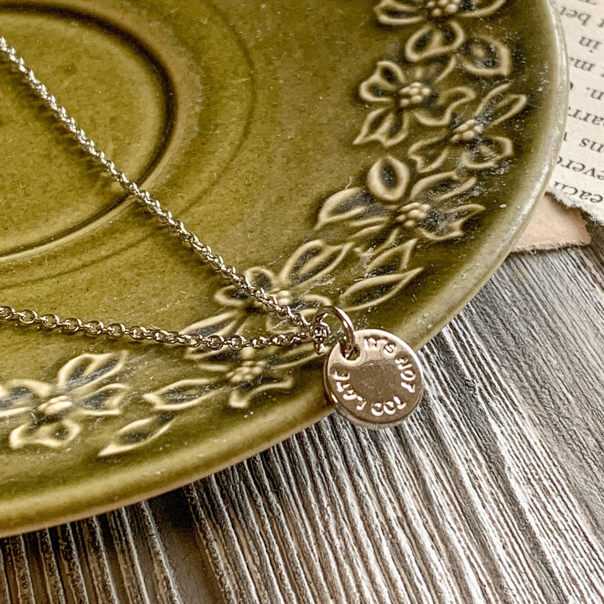 It's Not Too Late Silver Coin Necklace - Pink Salt Riot