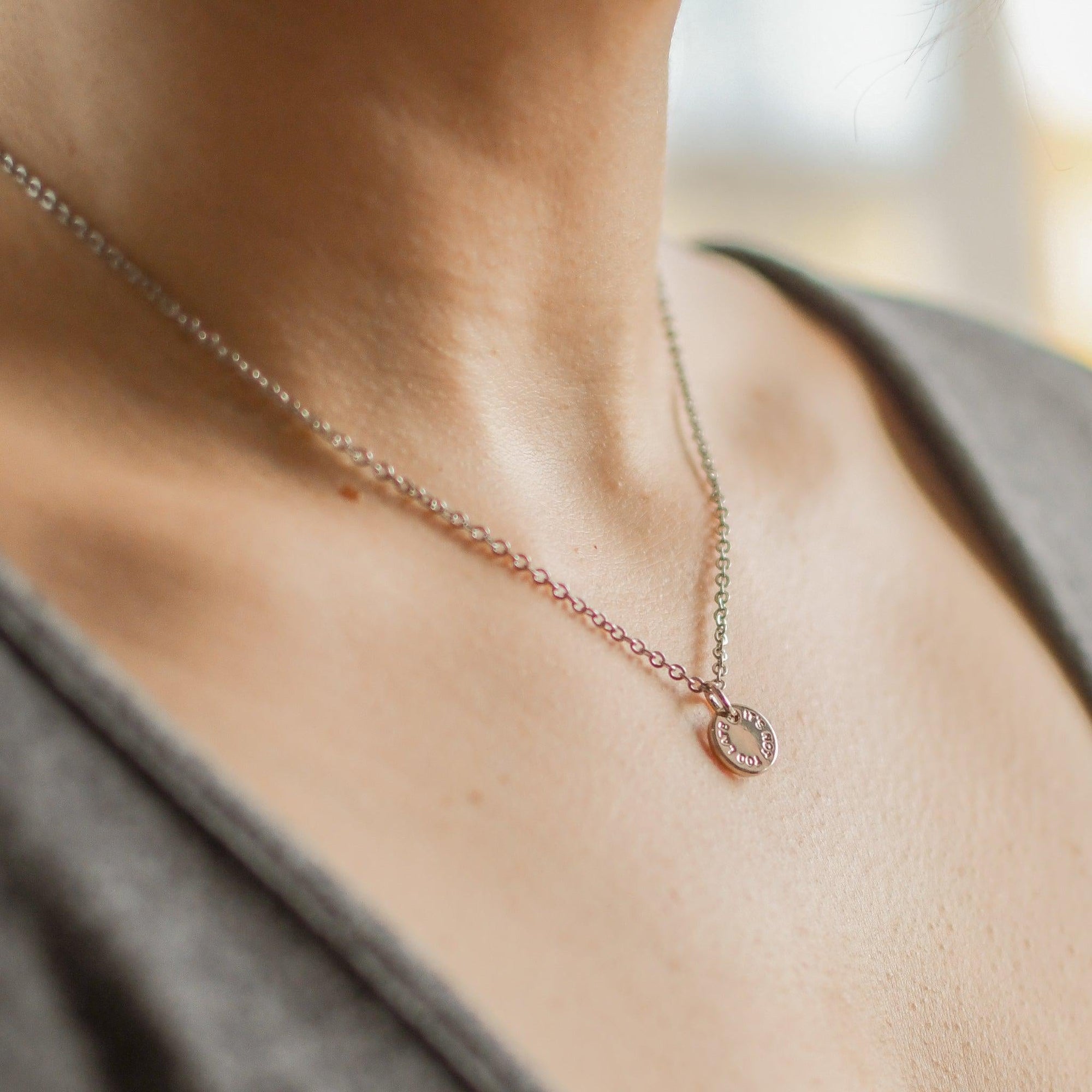 It's Not Too Late Silver Coin Necklace - Pink Salt Riot