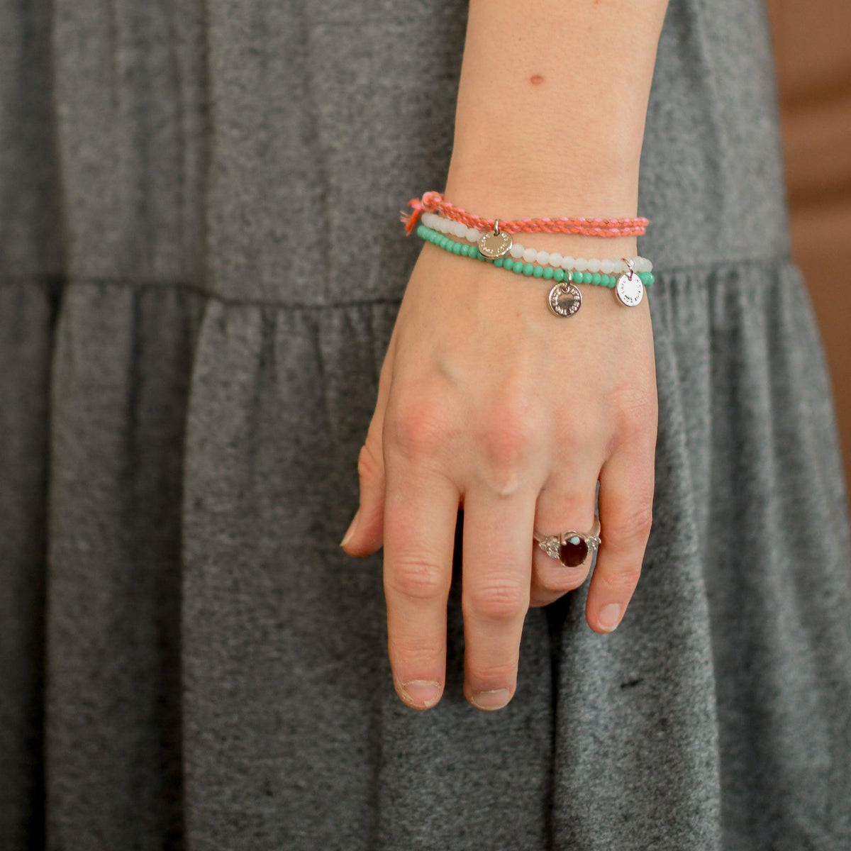 It&#39;s Not Too Late Silver Coin Stacking Bracelets - Pink Salt Riot