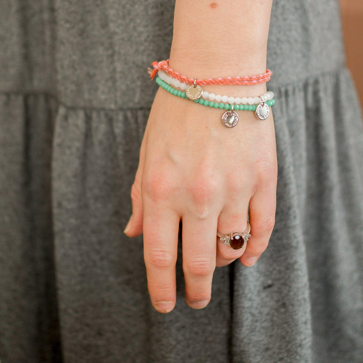 It&#39;s Not Too Late Silver Coin Stacking Bracelets - Pink Salt Riot