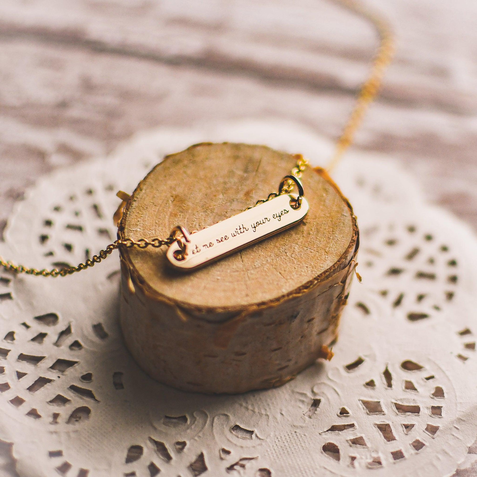 Love with God’s Heart Gold Bar Necklace - Pink Salt Riot