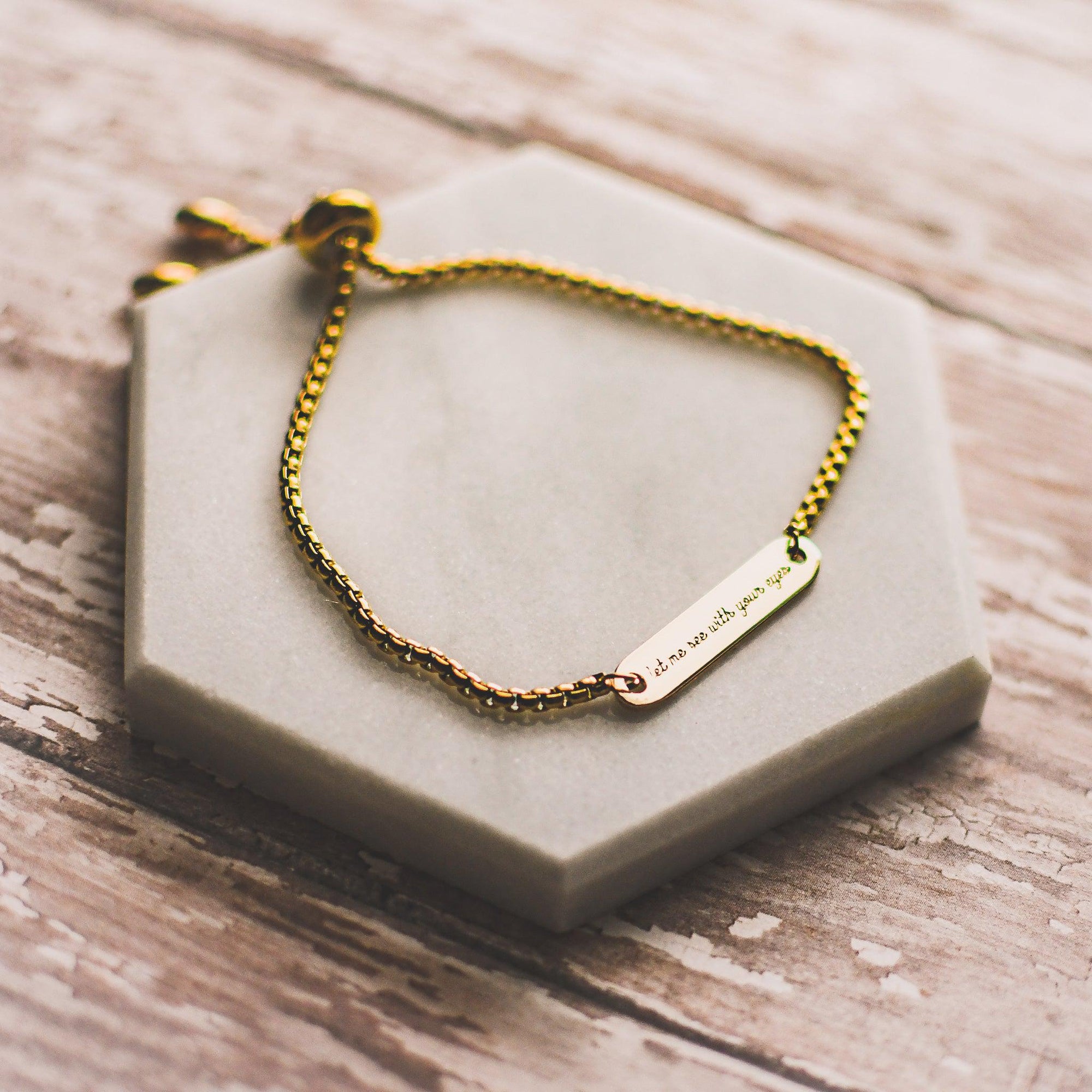 Love with God’s Heart Gold Slider Bracelet - Pink Salt Riot