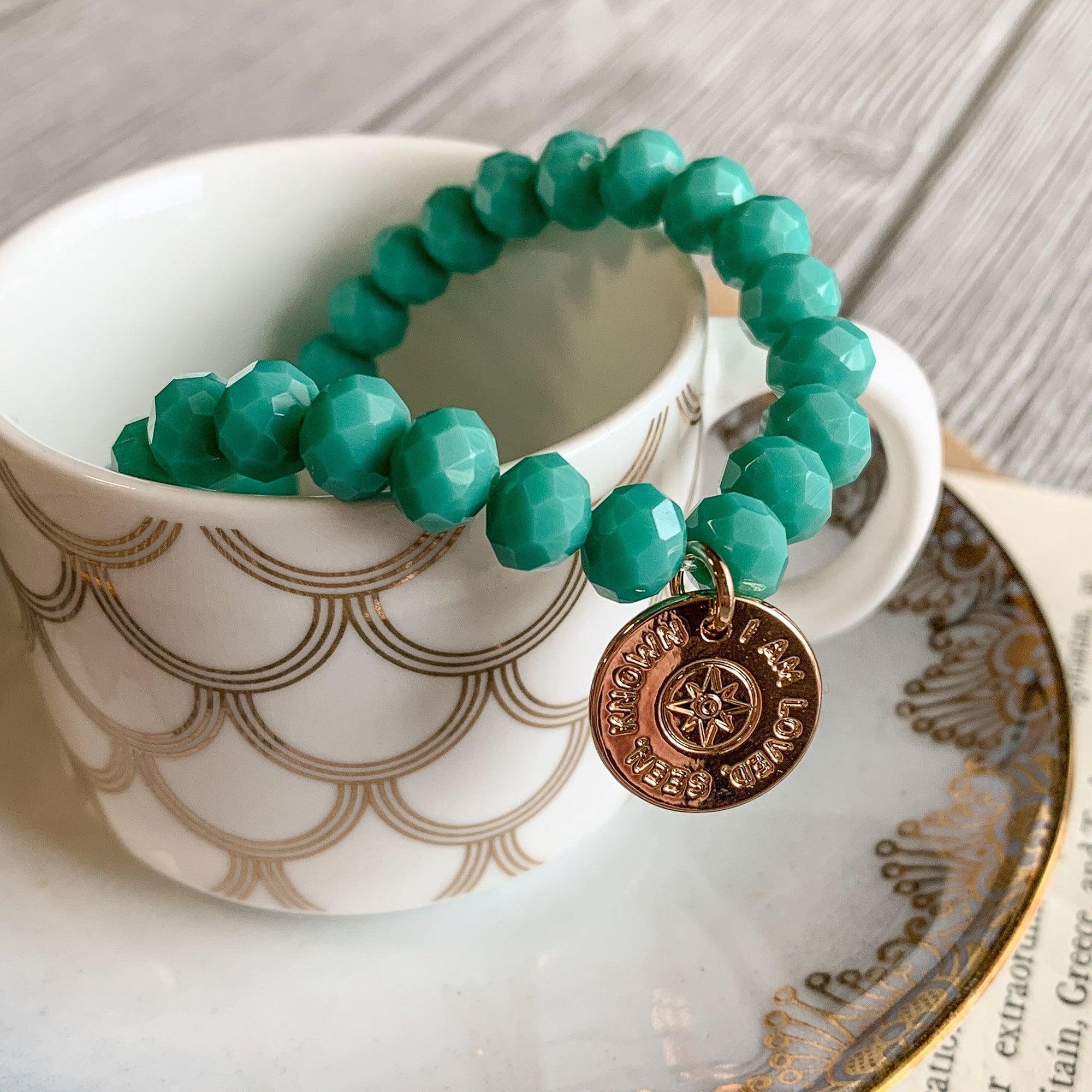 Loved, Seen & Known Teal Glass Bracelet - Pink Salt Riot