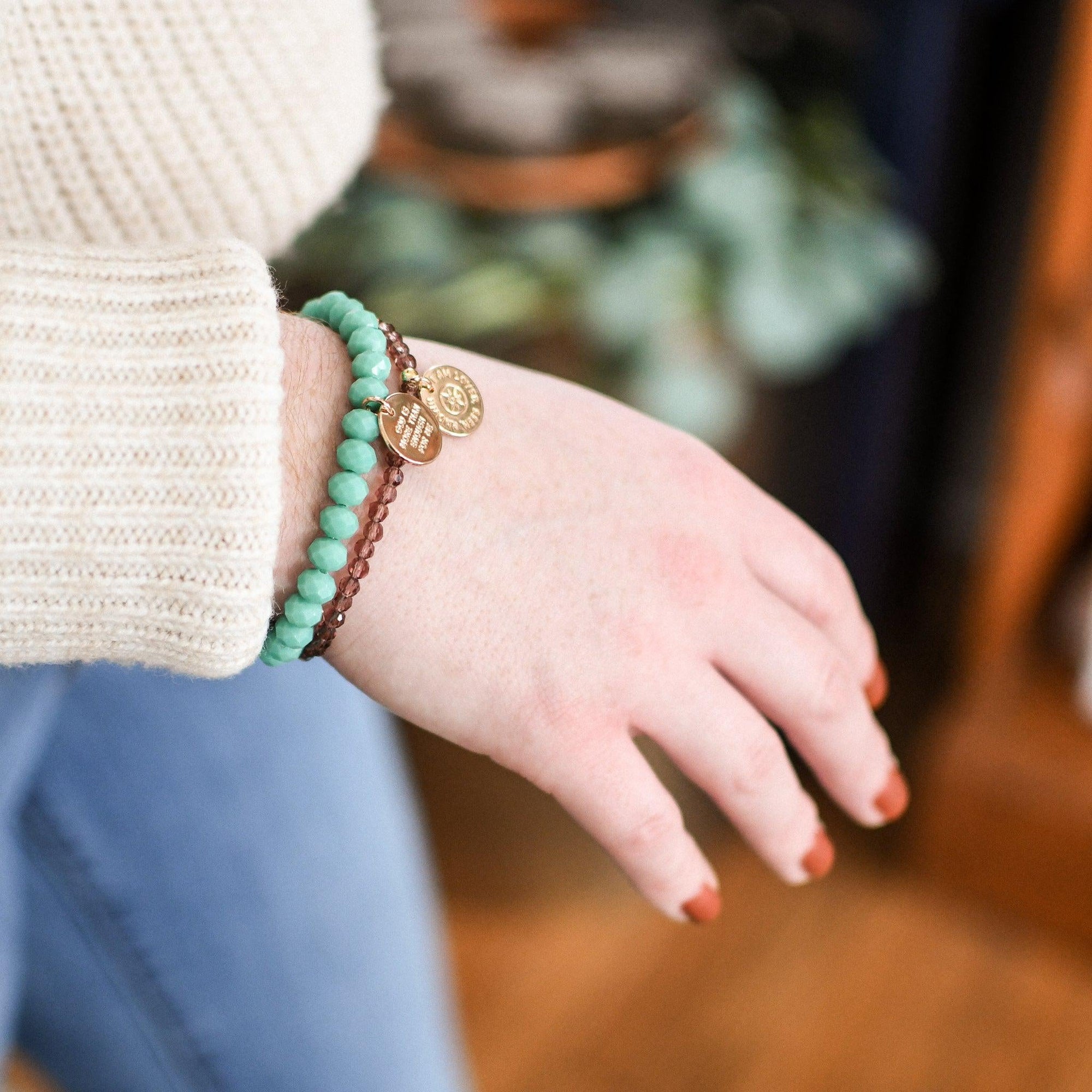 Loved, Seen & Known Teal Glass Bracelet - Pink Salt Riot