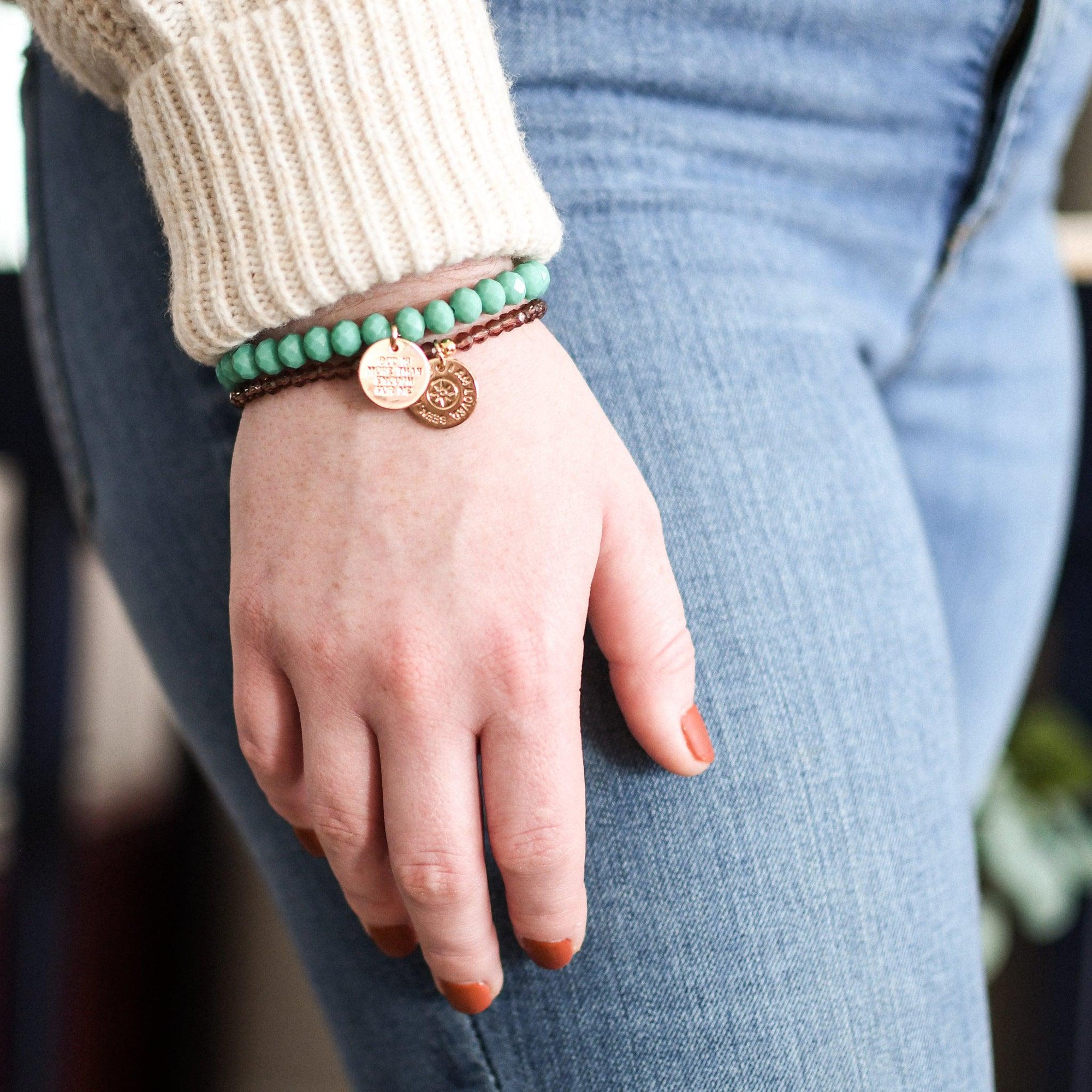 Loved, Seen & Known Teal Glass Bracelet - Pink Salt Riot