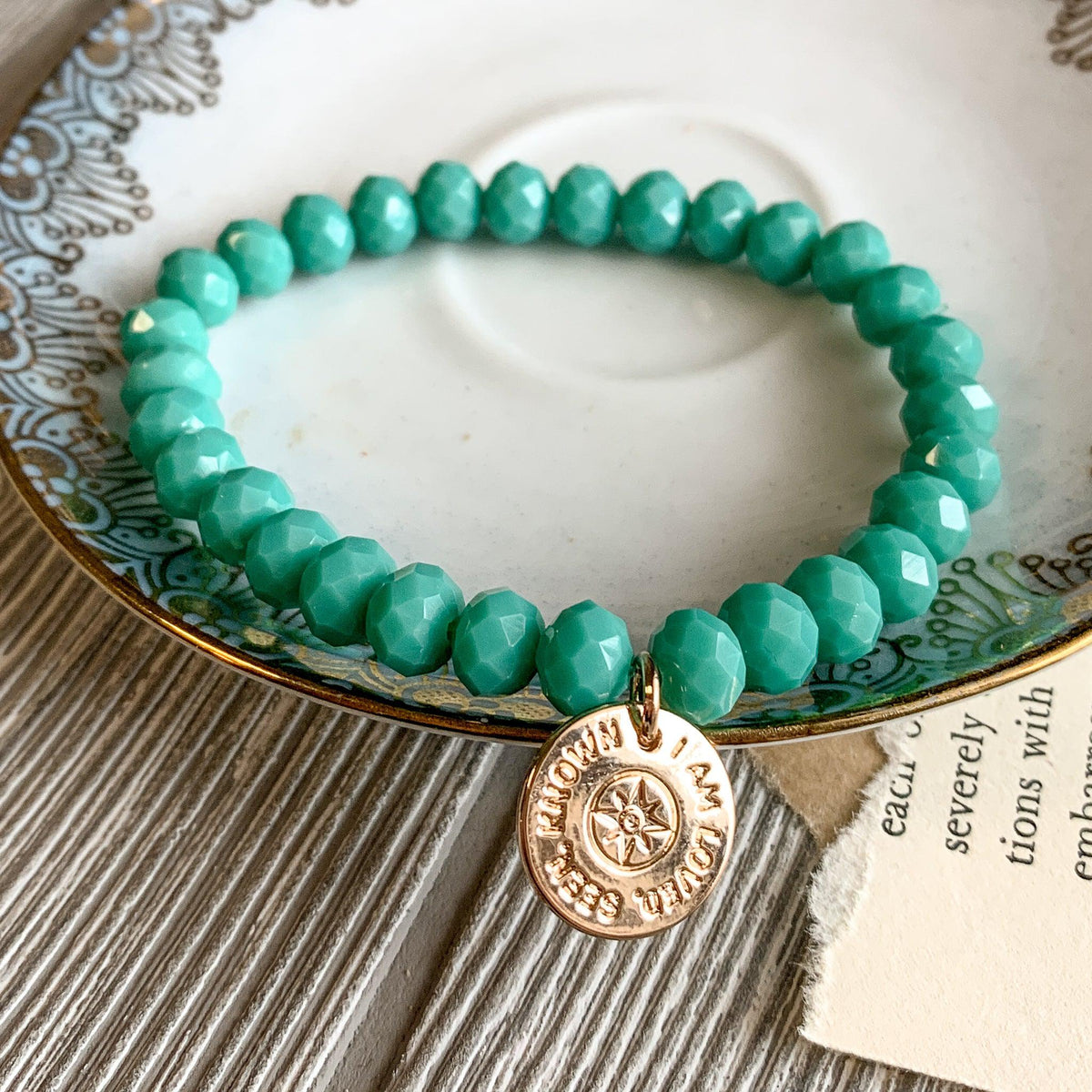 Loved, Seen &amp; Known Teal Glass Bracelet - Pink Salt Riot