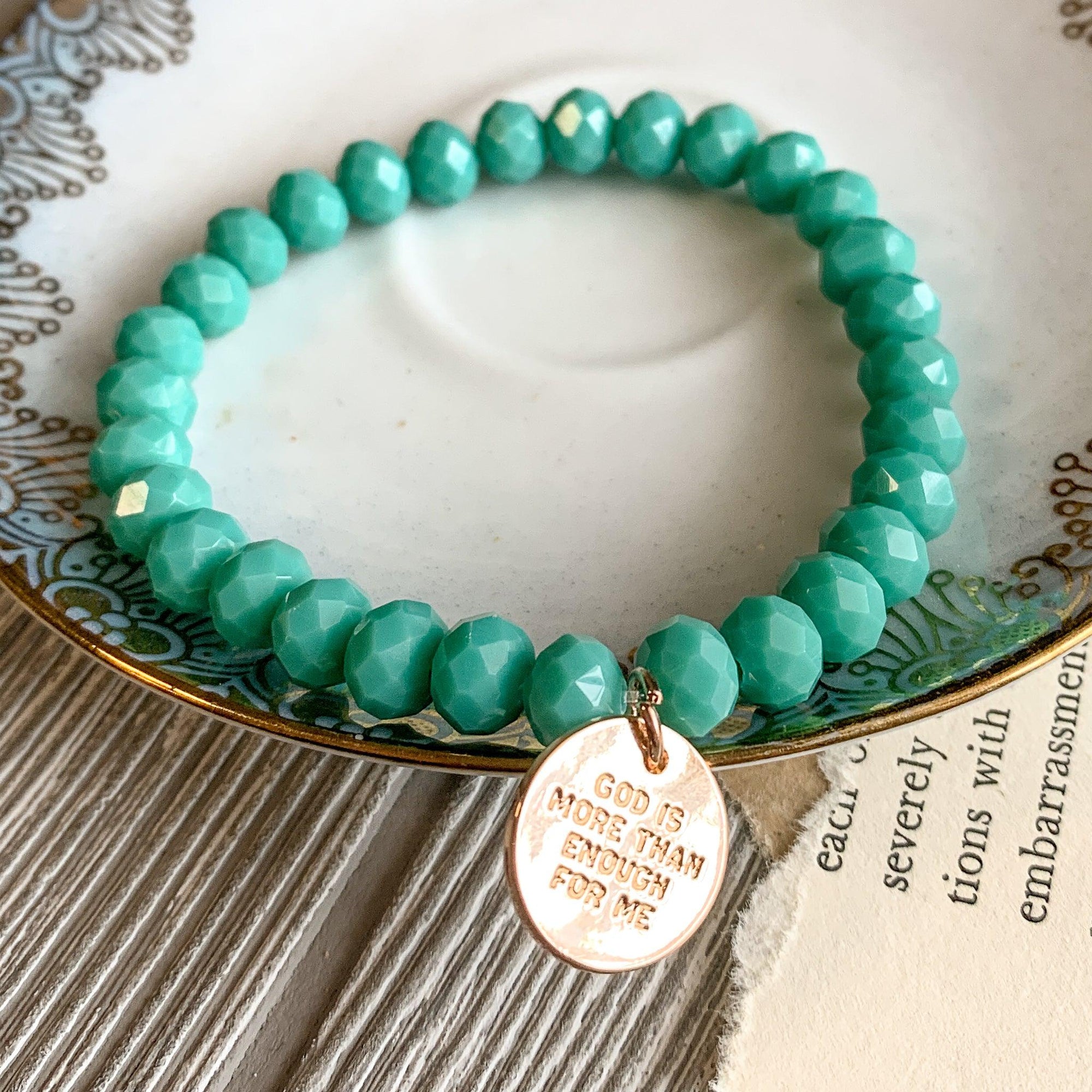 Loved, Seen & Known Teal Glass Bracelet - Pink Salt Riot