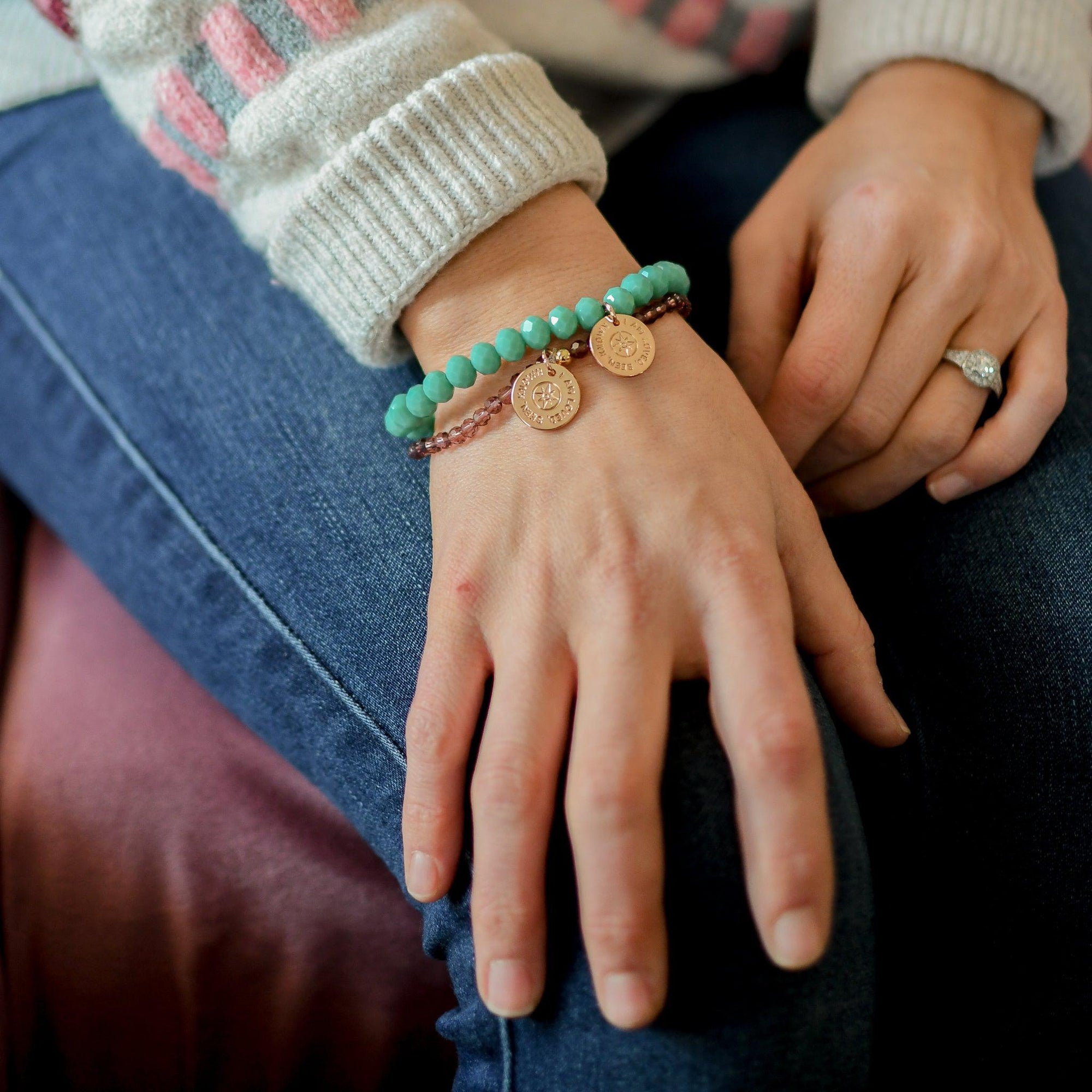 Loved, Seen & Known Teal Glass Bracelet - Pink Salt Riot