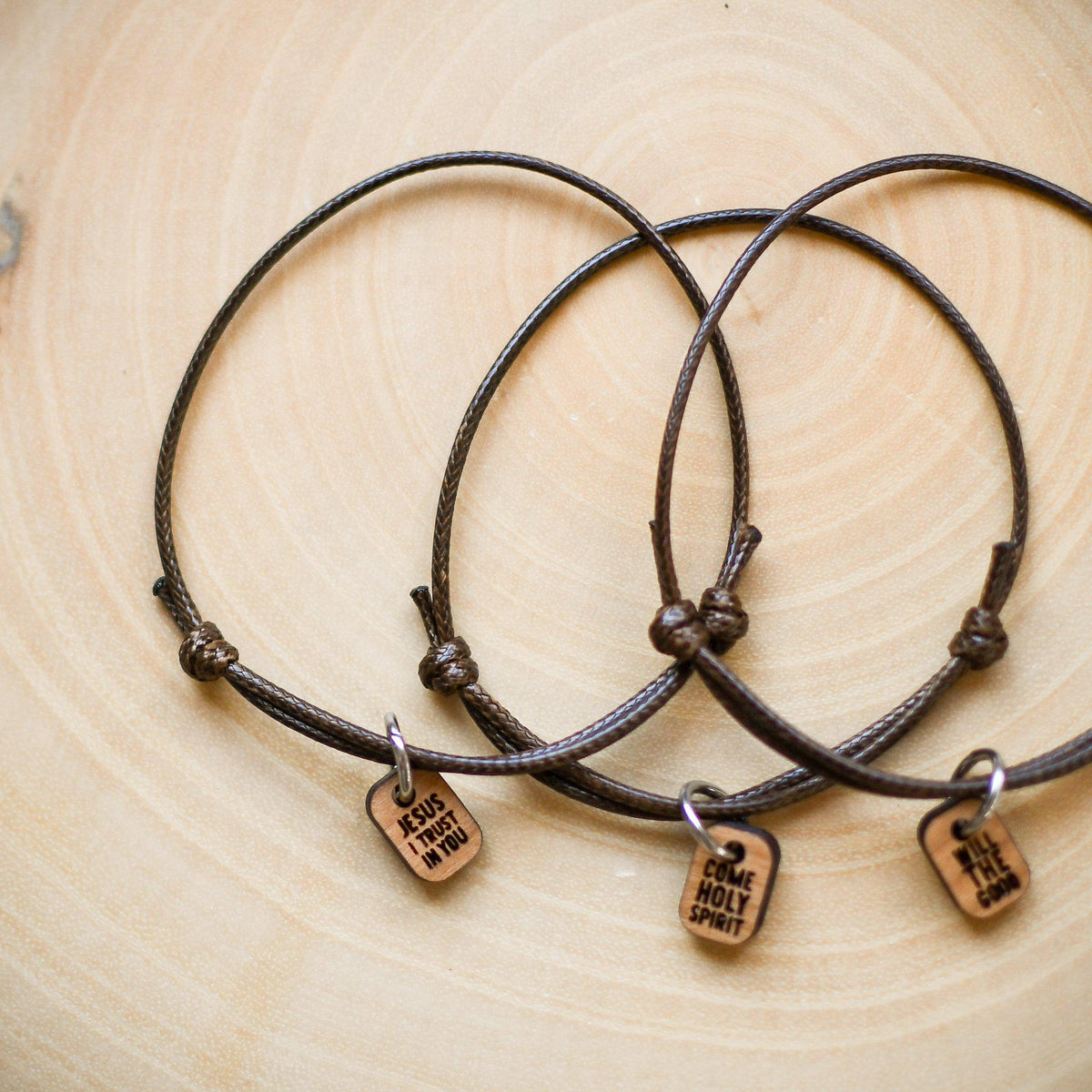 Messages Brown Cord Bracelets - Pink Salt Riot