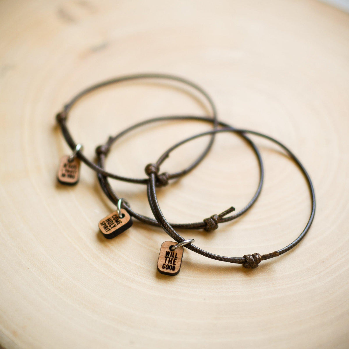Messages Brown Cord Bracelets - Pink Salt Riot