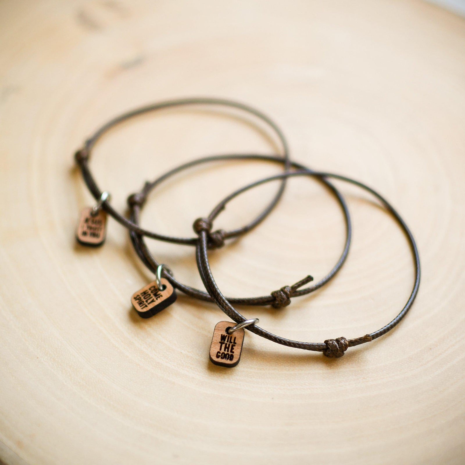 Messages Brown Cord Bracelets - Pink Salt Riot