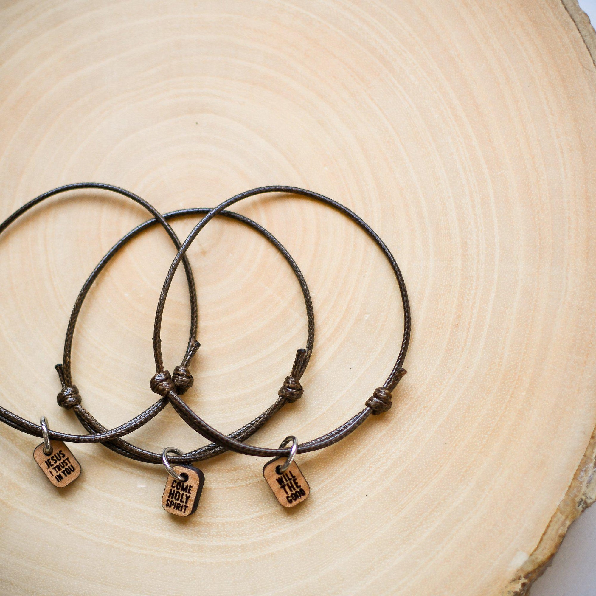 Messages Brown Cord Bracelets - Pink Salt Riot