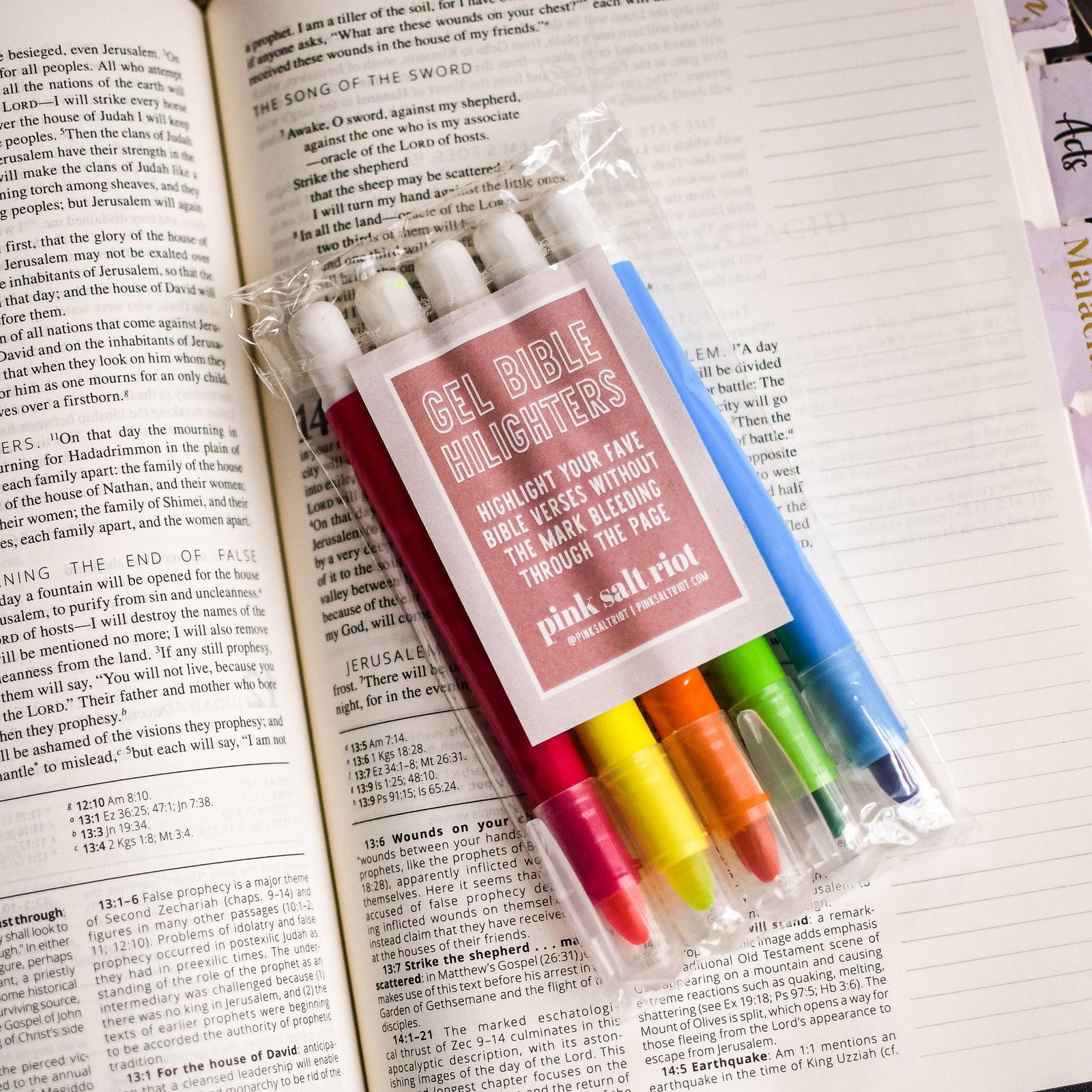 No Bleed Gel Bible Highlighters - Pink Salt Riot