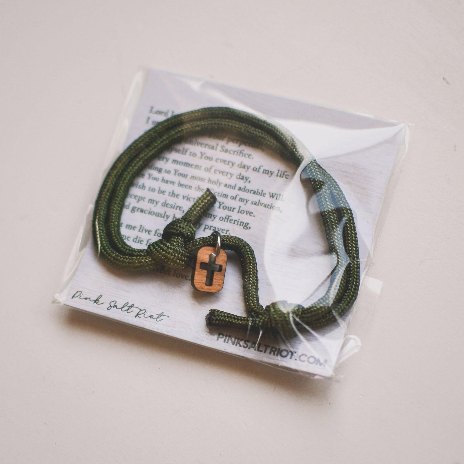 Olive Paracord Symbols Bracelet - Pink Salt Riot