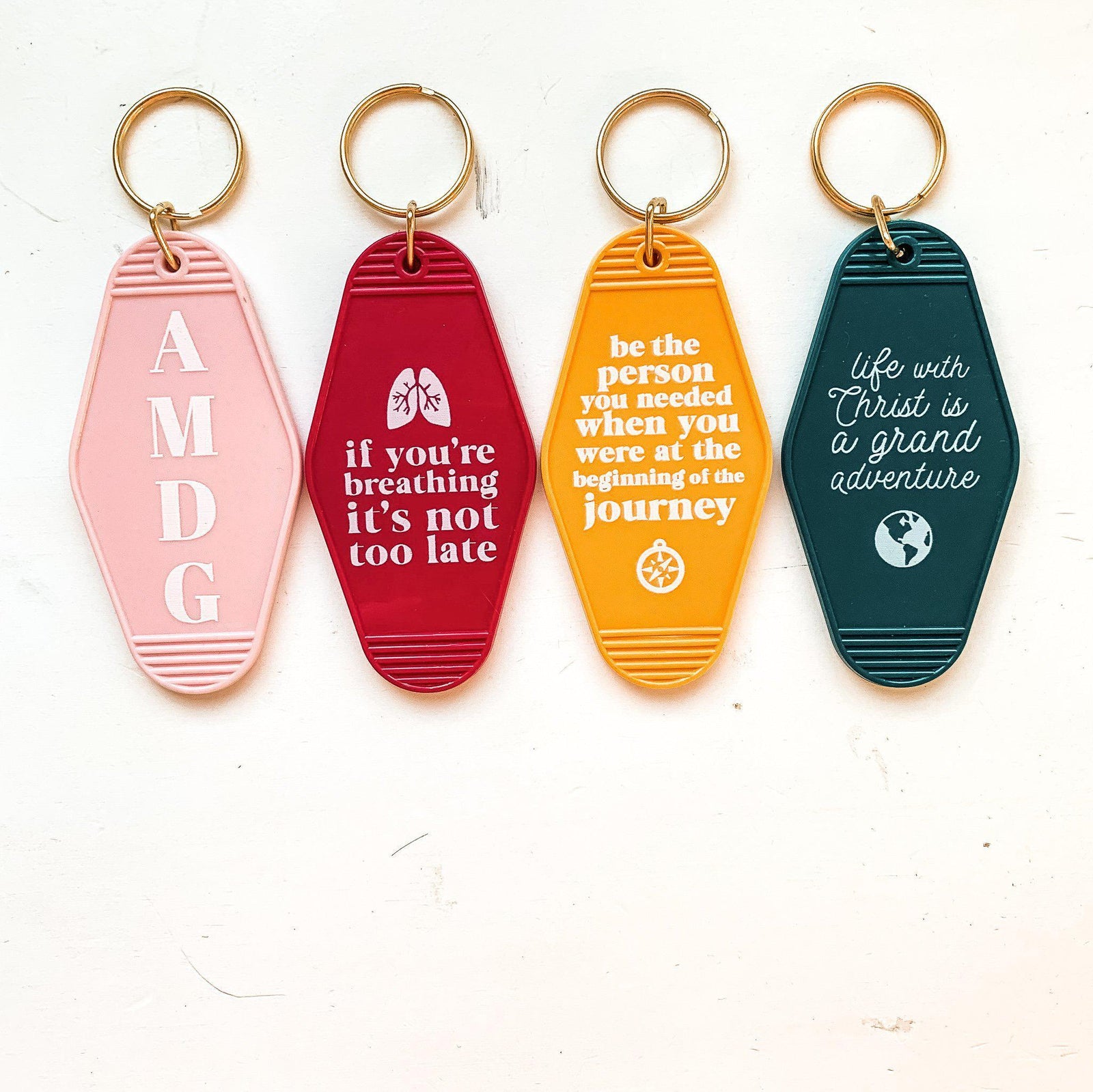 Retro Hotel Keychain - Adventure with Christ - Pink Salt Riot