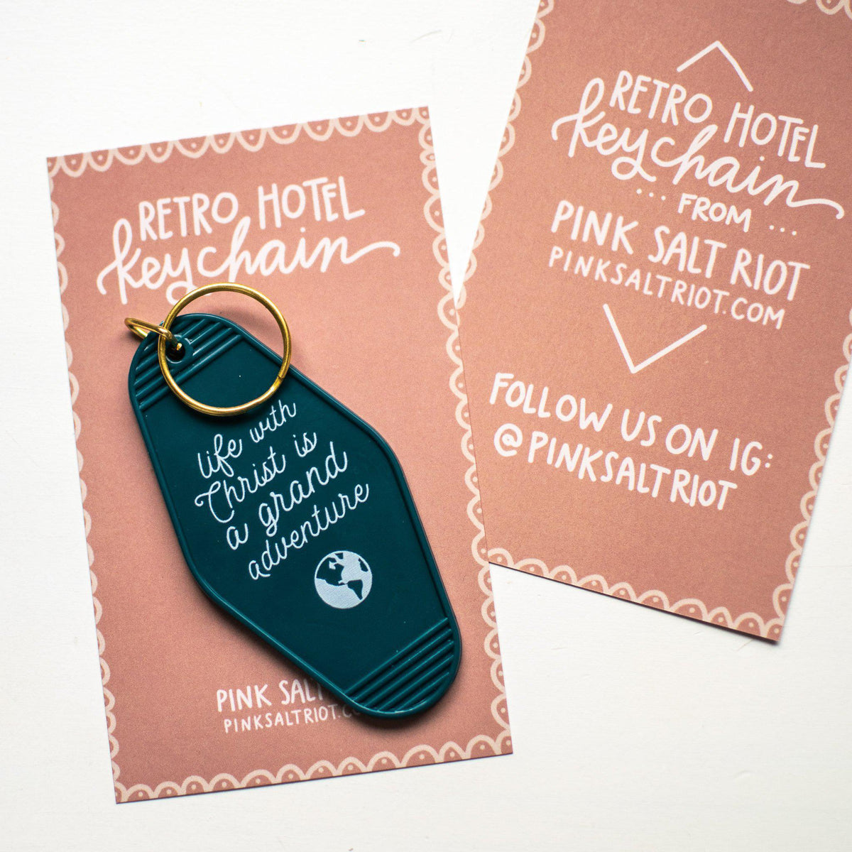 Retro Hotel Keychain - Adventure with Christ - Pink Salt Riot