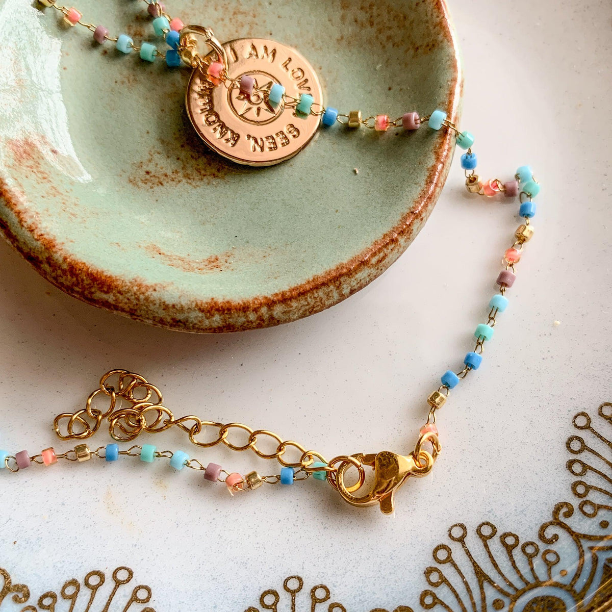 Seen &amp; Known Summer Seed Chain Gold Necklace - Pink Salt Riot