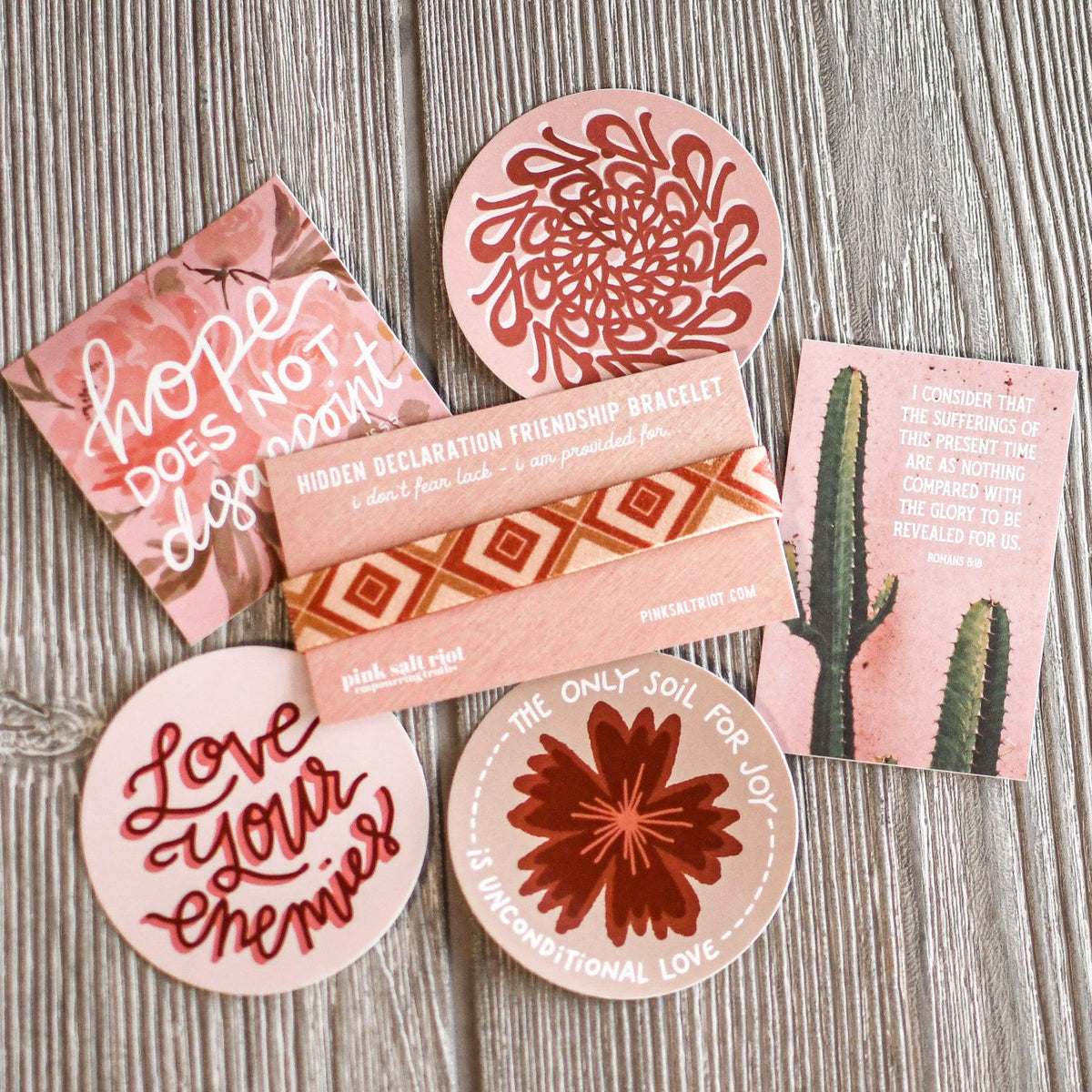 Signature Bracelet + Sticker Bundle - Pink Salt Riot