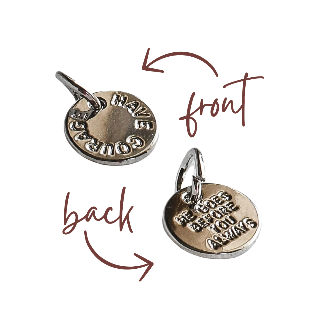 Bespoke Charms- silver mini have courage charm-Pink Salt Riot burgundy bracelet