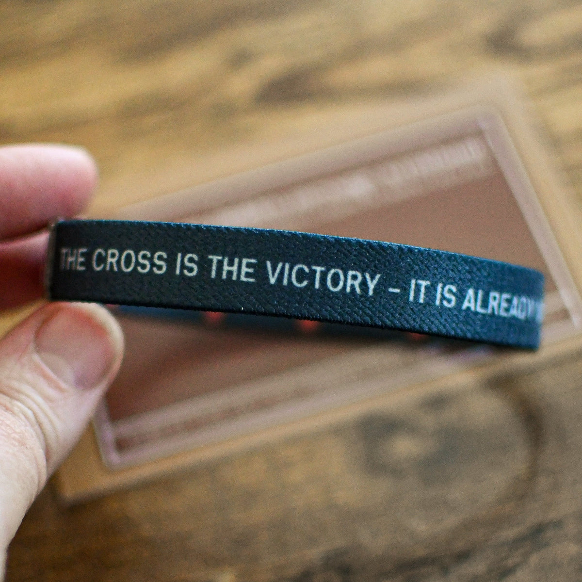 The Cross is the Victory Elastic Mens TruthBand - Pink Salt Riot